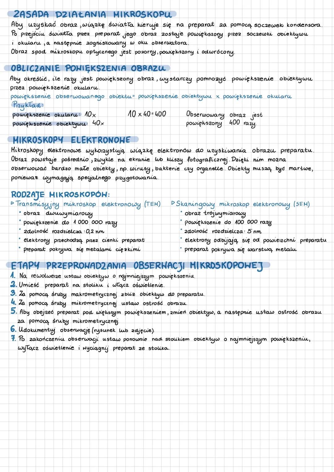 # 1.2. OBSERWACJE MIKROSKOPOWE
um=mikrometry
POHIĘKSZENIE MIKROSKOPU-stosunek rozmiaru obrazu obiektu
do jego rzeczywistej wielkości.
ZDO