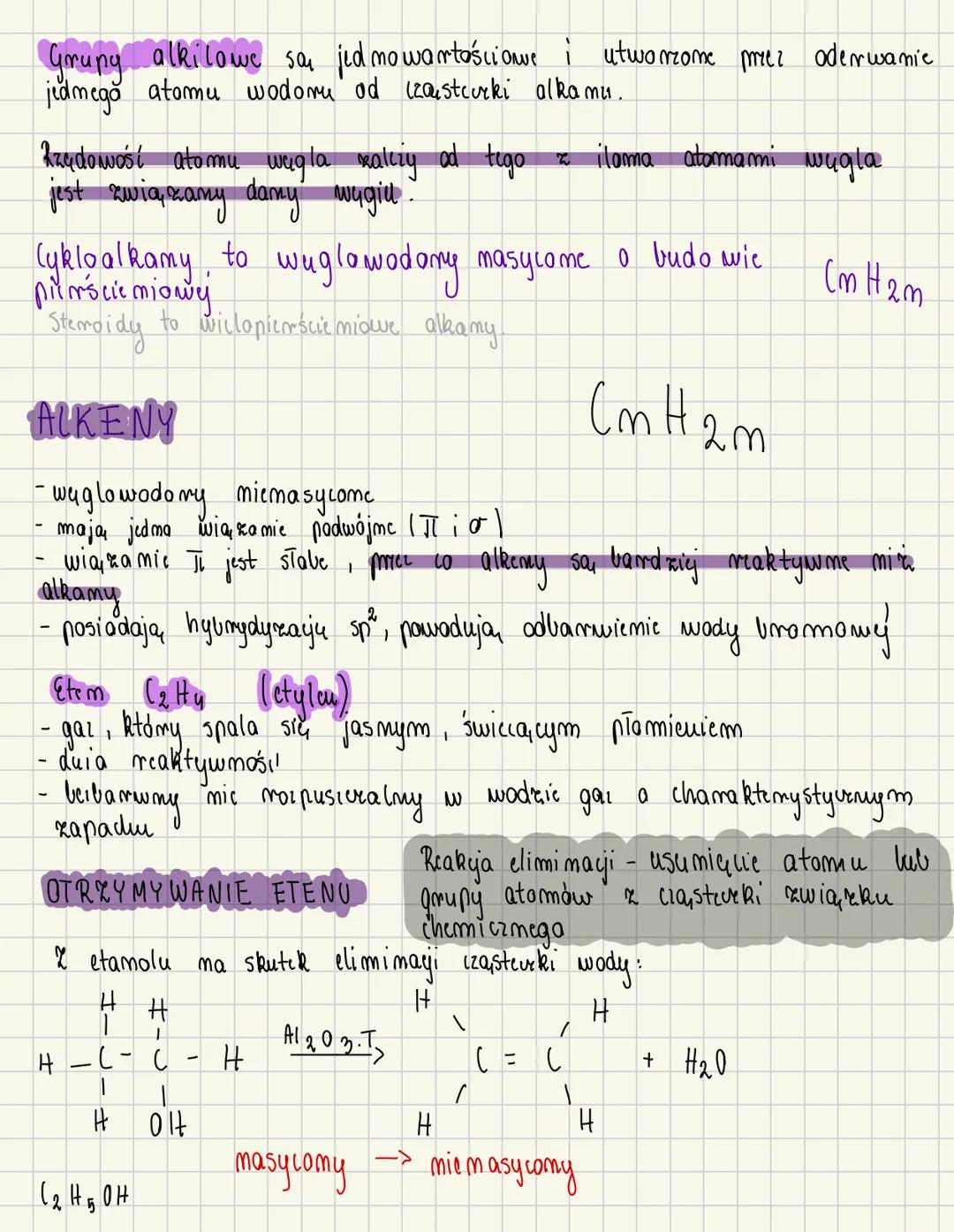# WĘGLOWODORY
## ALKANY
$C_nH_{2n} + 2$
- węglowodory nasycone
- wiązania pojedyncze (sigma) oraz hybrydyzacja atomu $sp^3$
- są bardzo m