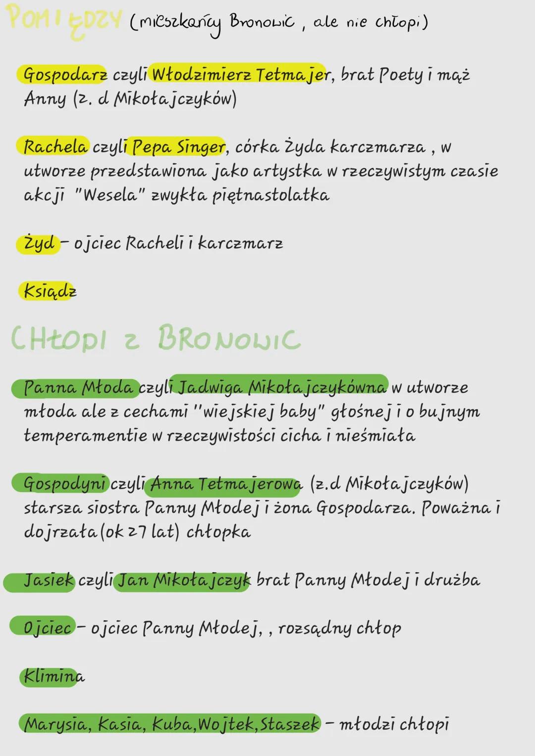 # WESELE-POSTACIE
INTELIGENCJA
Pan Młody czyli Lucjan Rydel, poeta i dramatopisarz
Poeta czyli Kazimierz Przerwa - Tetmajer, brat Gospoda