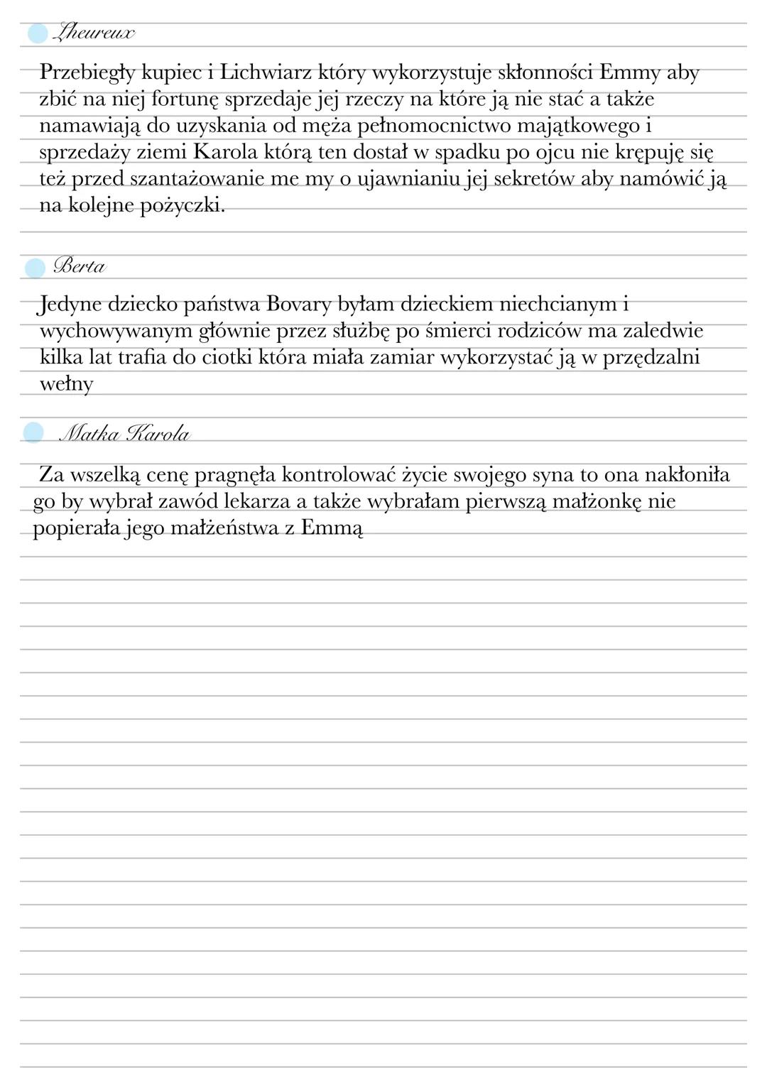 # PANI BOVARY
postawa nie przystosowania do rzeczywistości wynikająca ze zbytı
zaangażowania wy idealizowany świat książek postrzeganie re