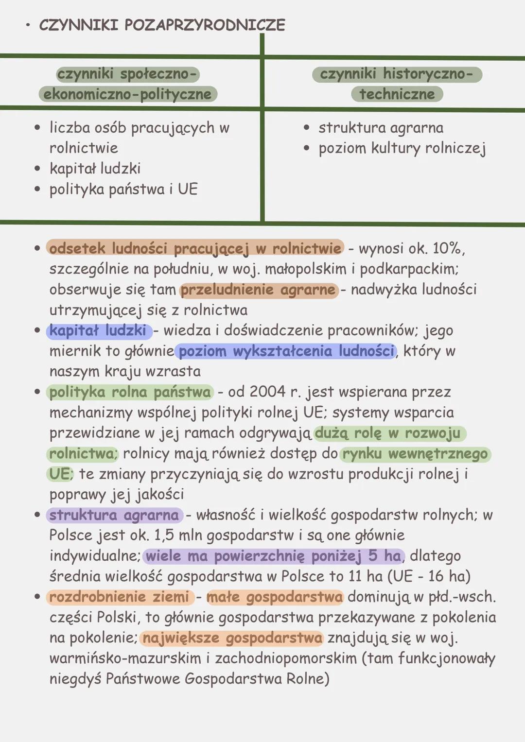 # GOSPODARKA POLSKI
## 1. Warunki rozwoju rolnictwa w Polsce
- CZYNNIKI PRZYRODNICZE
- uwarunkowania klimatyczne panuje klimat umiarkowan
