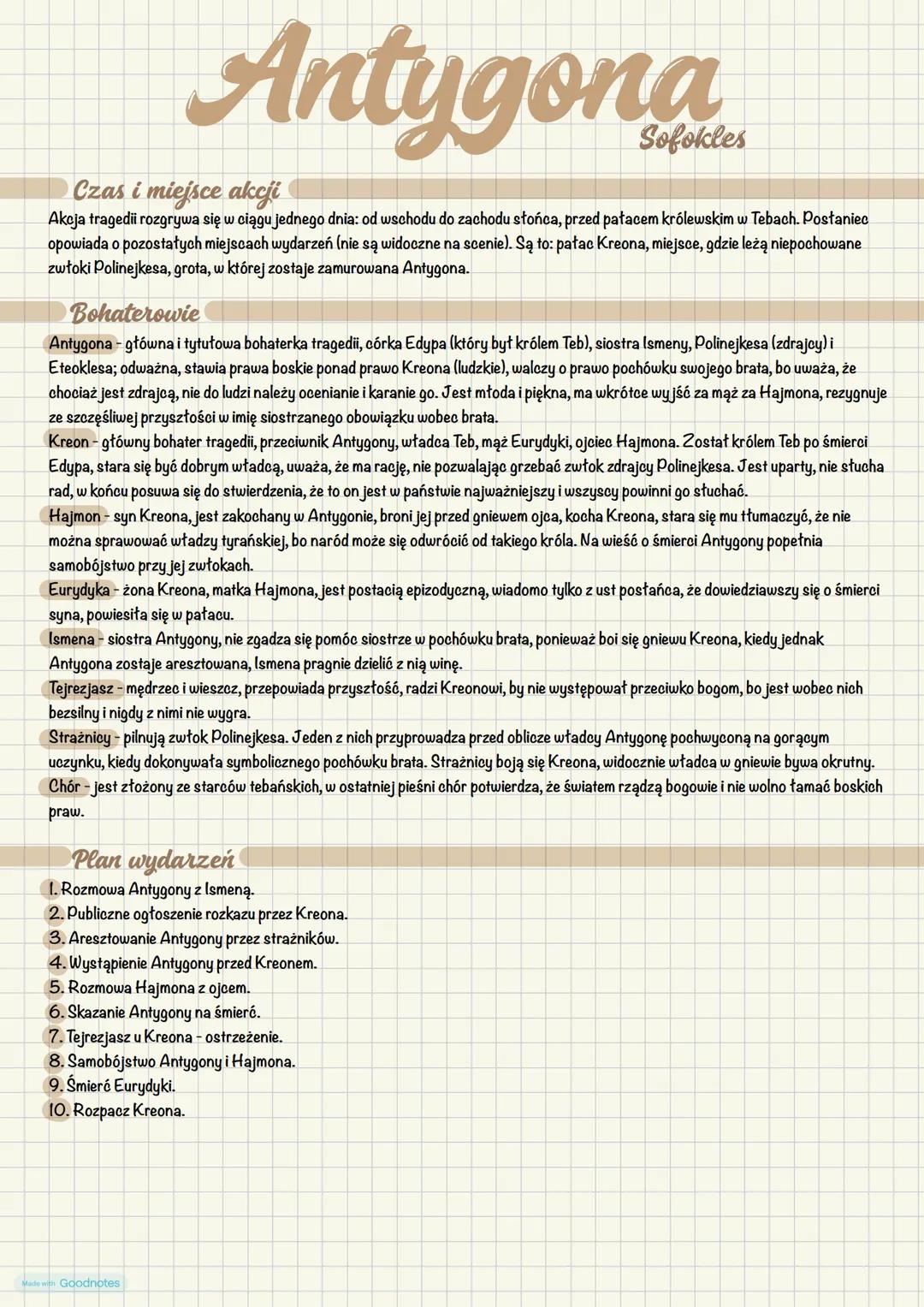 Antygona Sofokles notatka