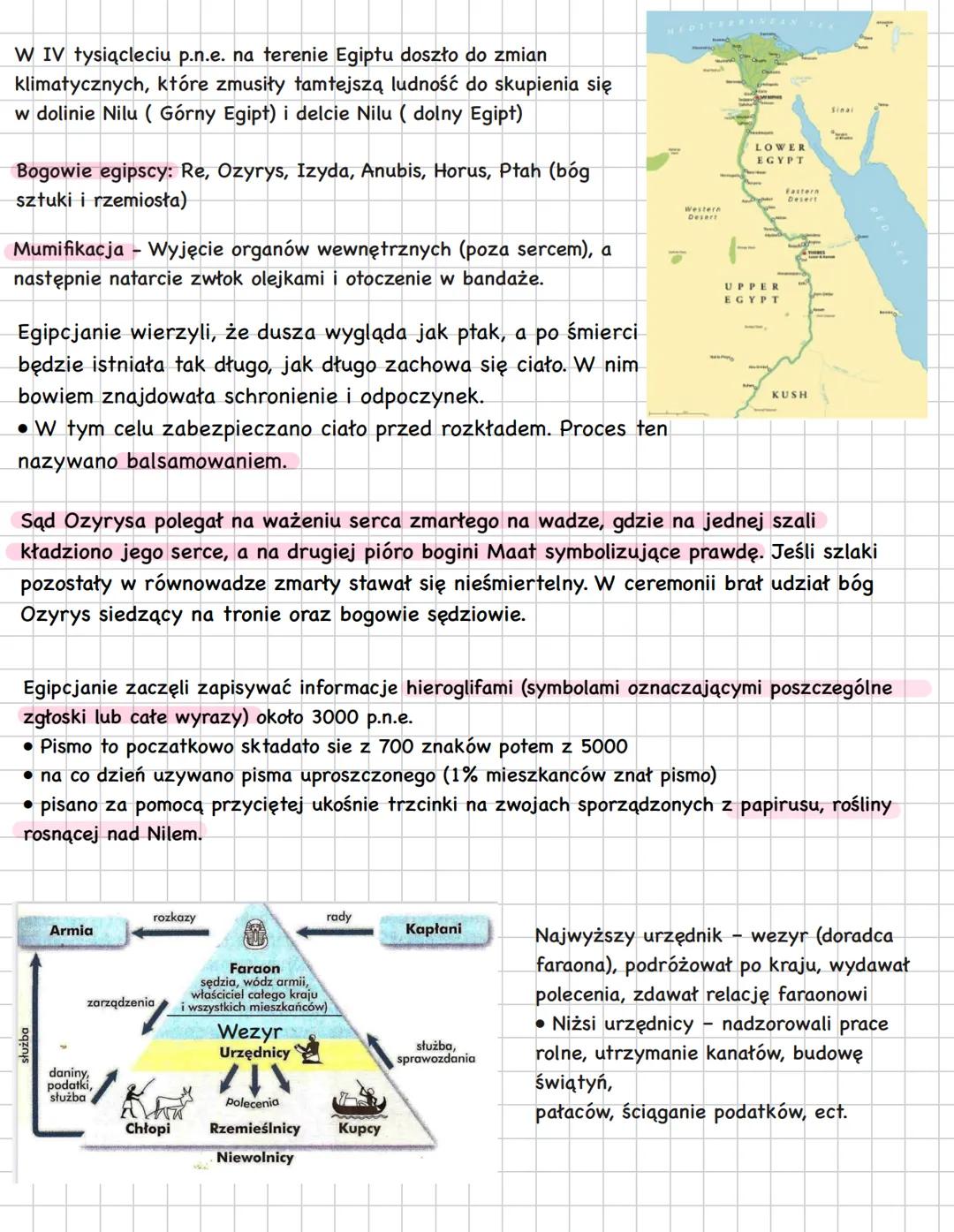 W IV tysiącleciu p.n.e. na terenie Egiptu doszło do zmian
klimatycznych, które zmusiły tamtejszą ludność do skupienia się
w dolinie Nilu (Gó