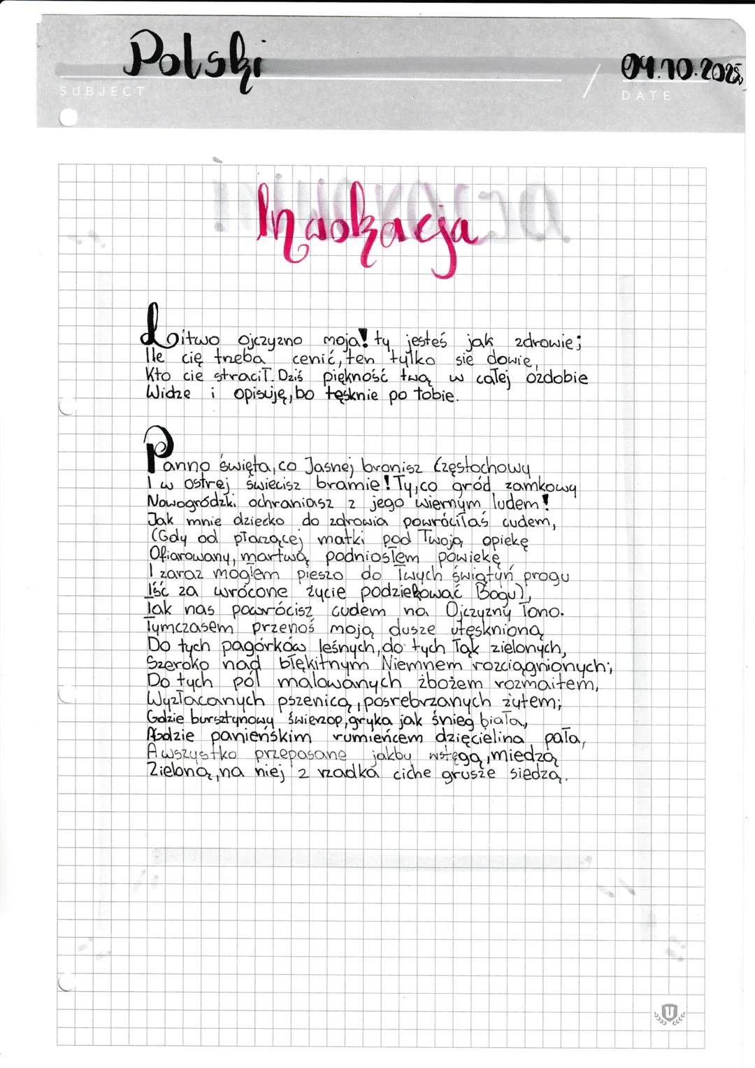 Litwo ojczyzno moja..