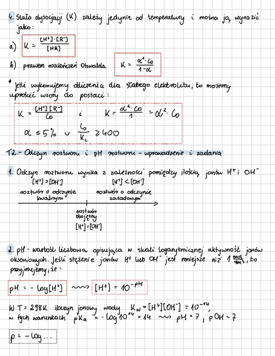 # T1.Reakcje w roztw. wodnych. Moune i stabe elektrolity. Statła i stopień dysocjacji
1. Reakcje zachodzące w roztw. wodnych:
a) dysojacja