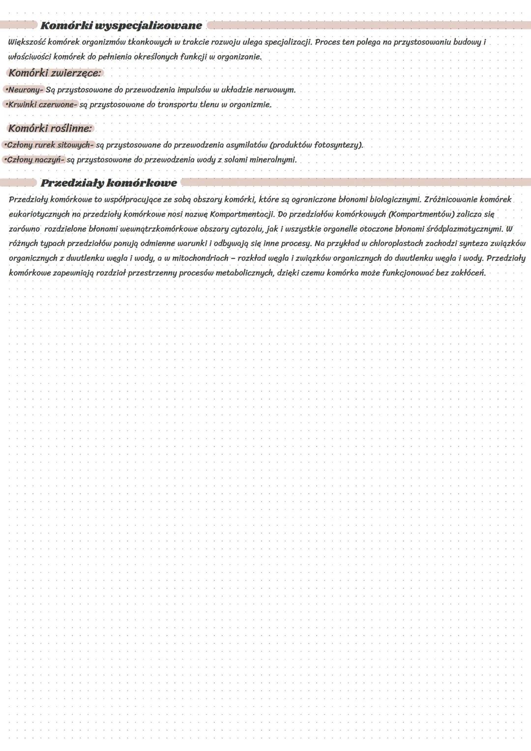 ### 3.J Budowa i funkce komórki. Rodzaje
#### Komórele
Komórka to podstawowa jednostka budulcowa i funkcjonalna organizmu, która jest zdol