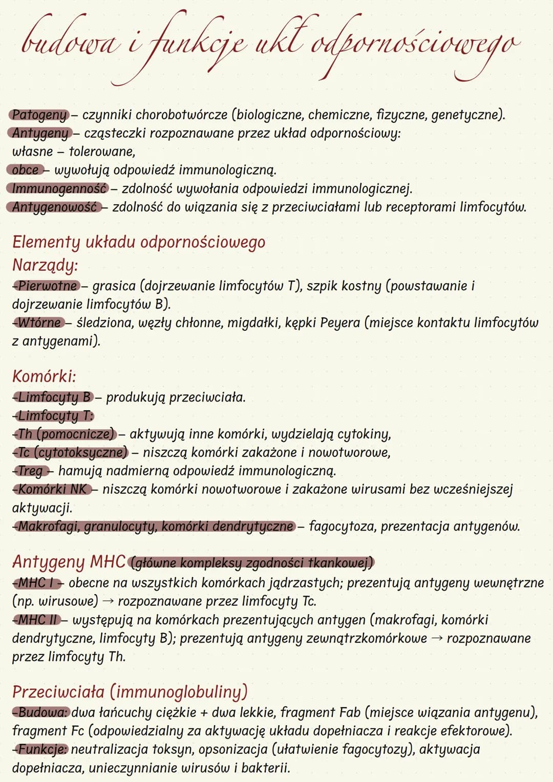 # budowa i funkije ukt odpornościowego
Patogeny - czynniki chorobotwórcze (biologiczne, chemiczne, fizyczne, genetyczne).
Antygeny - cząste