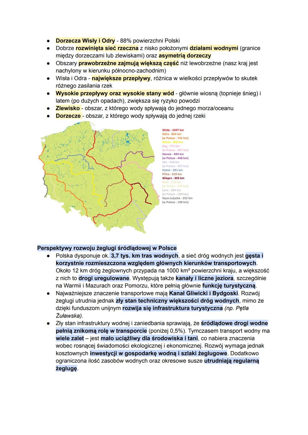 # ZASOBY WODNE POLSKI. SIEĆ RZECZNA
Bilans wodny - zestawienie ze sobą danych dotyczących przychodów i ubytków wody oraz
jej retencji w okr