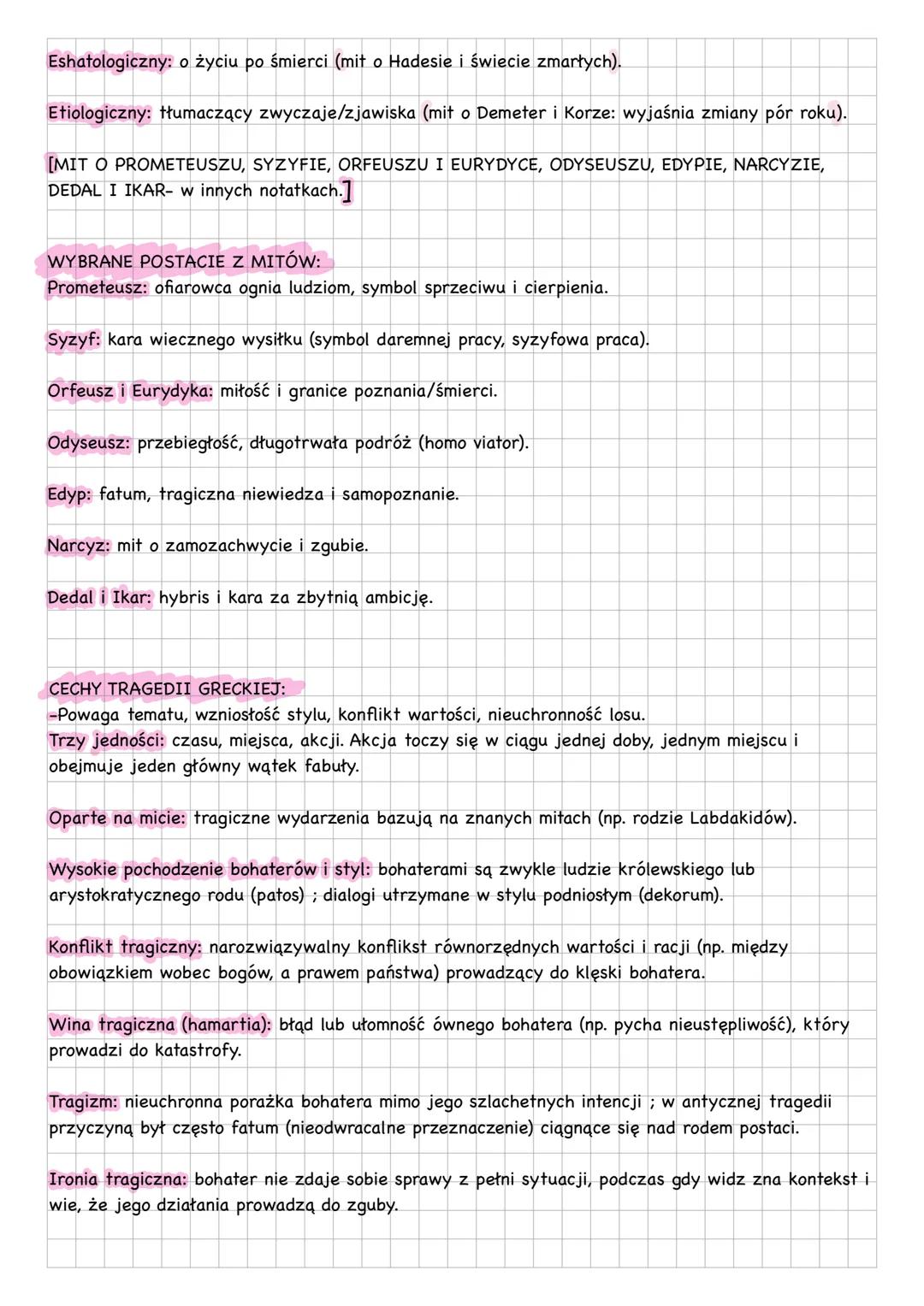 # ANTYK
POJĘCIA:
Sacrum: strefa święta, boskości przejawia się w obrzędach, mitach i tekstach kultu. Kontrastuje z
profanum.
Profanum: to,