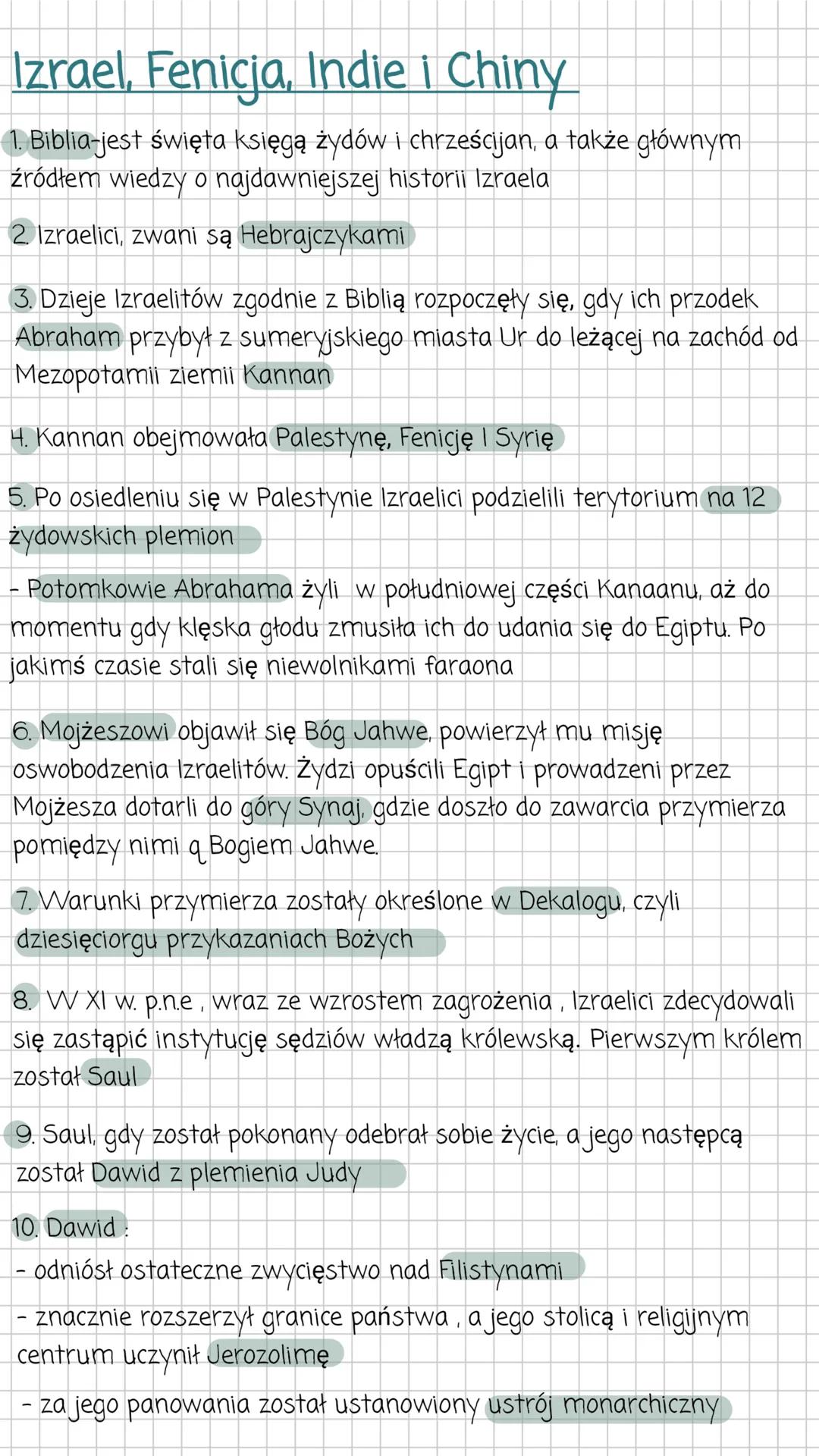 NOTEBOOK # Izrael, Fenicja, Indie i Chiny
1. Biblia-jest święta księgą żydów i chrześcijan, a także głównym
źródłem wiedzy o najdawniejszej