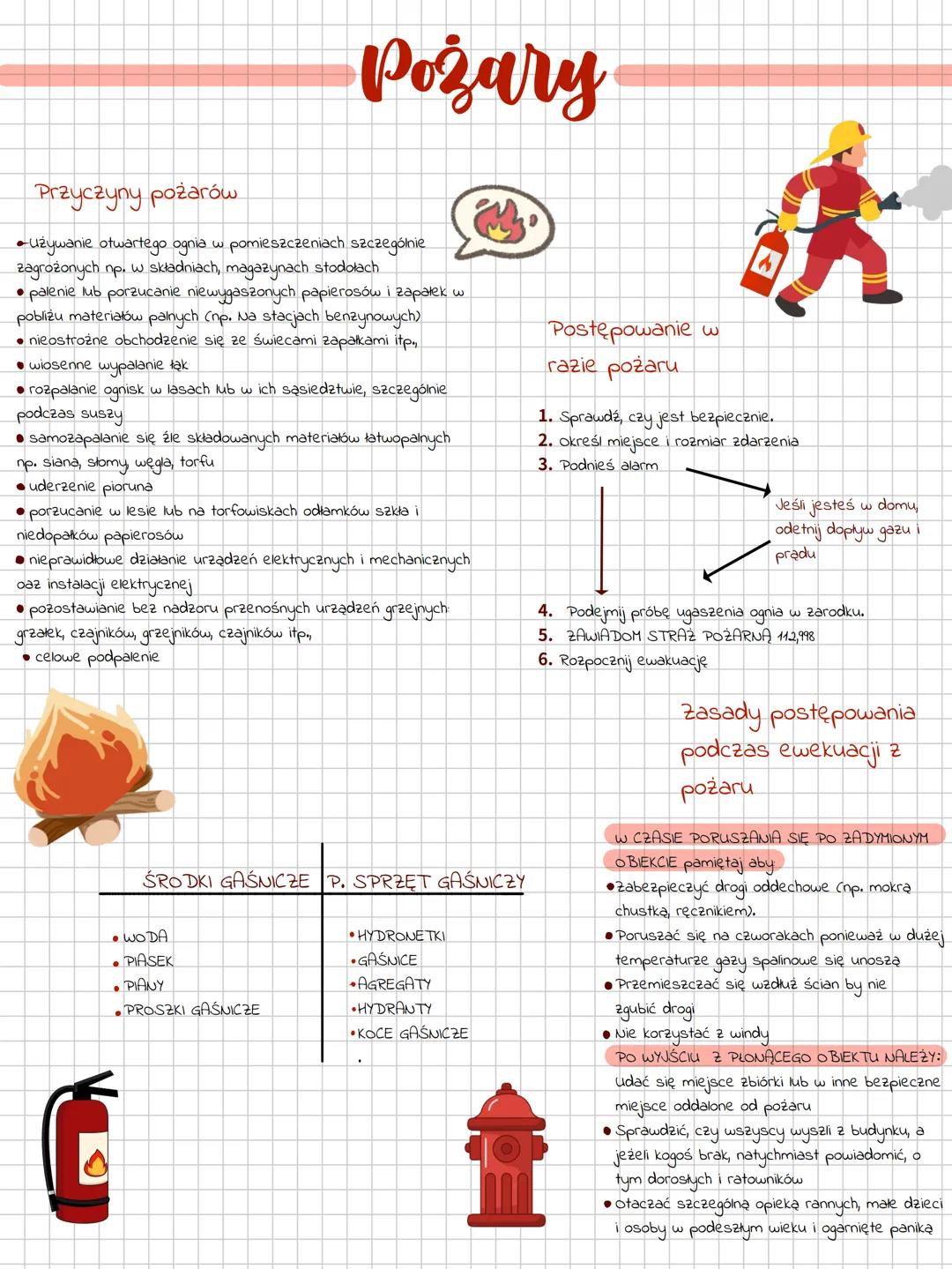 # Pożary
## Przyczyny pożarów
* Używanie otwartego ognia w pomieszczeniach szczególnie
zagrożonych np. w składniach, magazynach stodołac