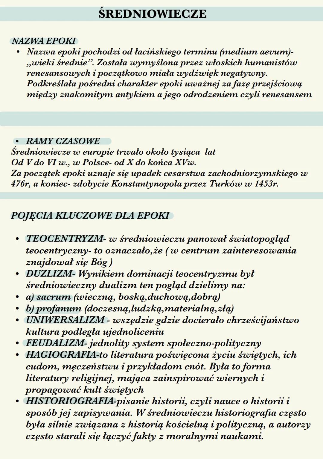 # ŚREDNIOWIECZE
NAZWA EΡΟΚΙ
* Nazwa epoki pochodzi od łacińskiego terminu (medium aevum)-
„wieki średnie". Została wymyślona przez w