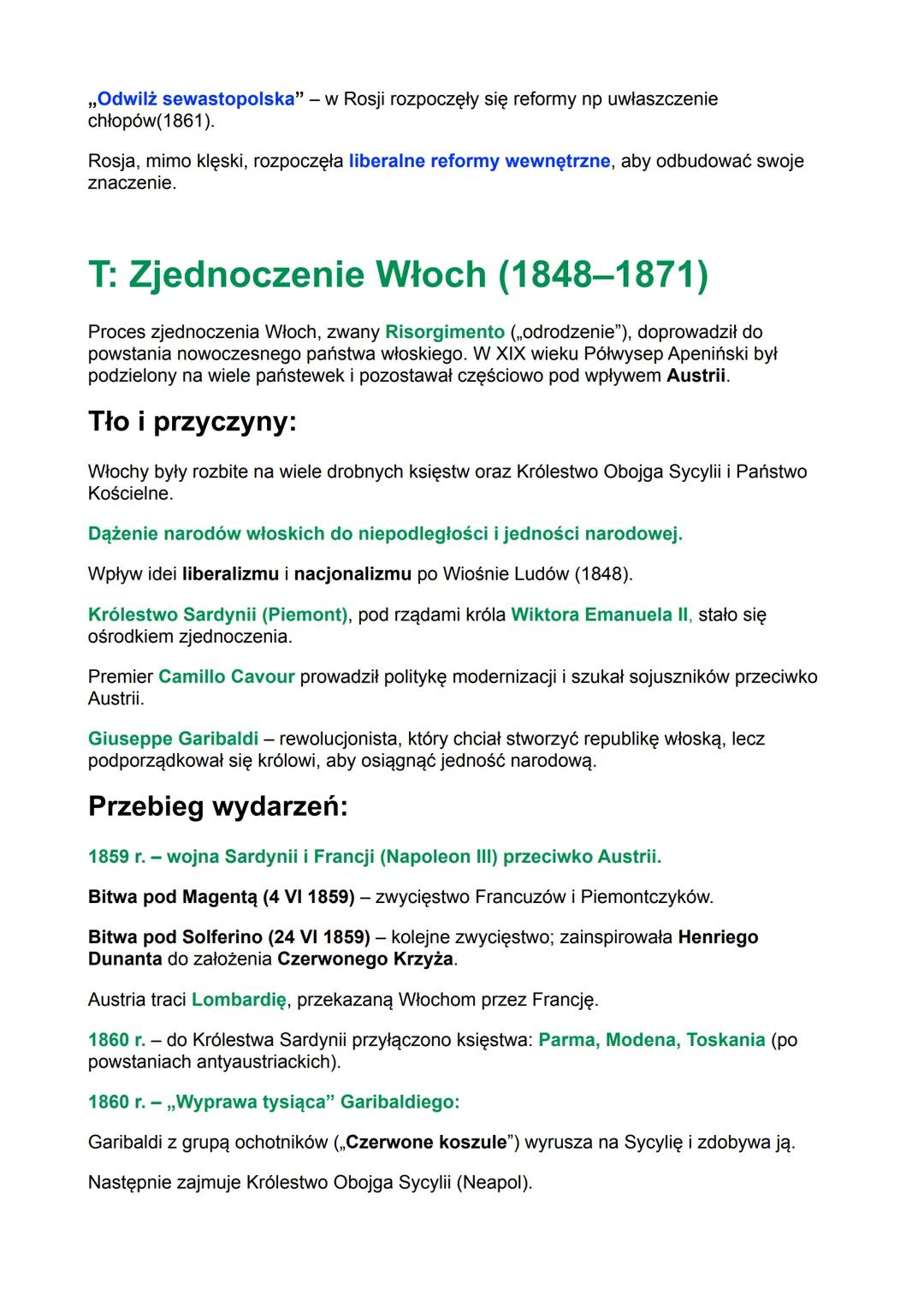 # T: Wojna krymska (1853-1856)
Wojna krymska była konfliktem między Rosją a koalicją Wielkiej Brytanii, Francji, Turcji i
Królestwa Sardyni