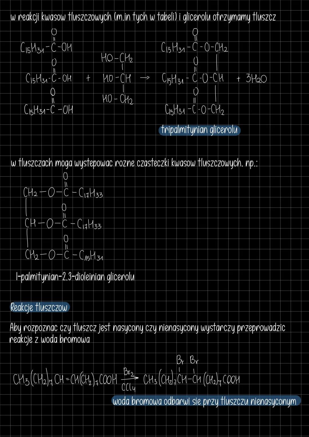 reakcja estryfikacji
H3C-O-H
k. karboksylowy
tłuszcze
estry glicerolu
0
+ CH3CH2OH H₃C-C-O-CH2CH3 + H2O
alkohol
ester
woda
reakcja estryfi