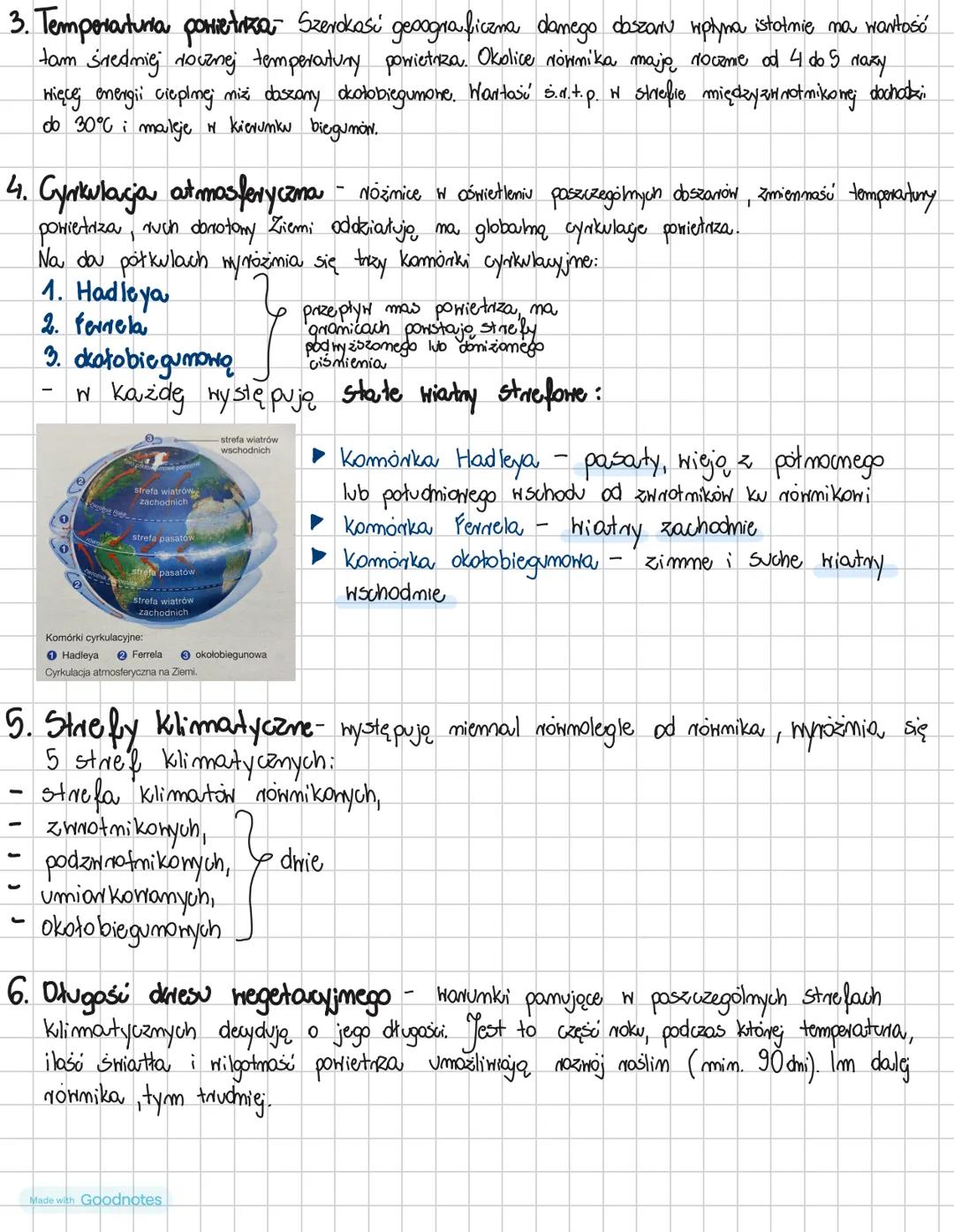 Made with Goodnotes # GEOGRAFIA
Strefonosu środowiska przyrodniczego na Ziemi
1. Zjawiska strelone:
- oświetlenie ziemi,
- cyrkulacja atm