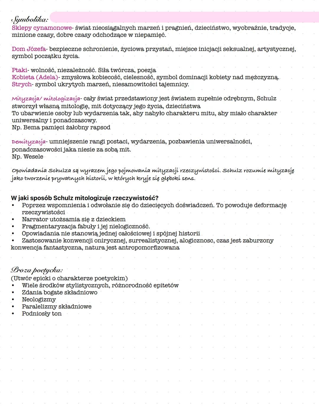 # Sklepy Cynamonowe Bruno Schulz
## Geneza
Opowiadanie powstały, gdy Schulz pracował
jako nauczyciel rysunku w gimnazjum. Nie
zamierzał ic