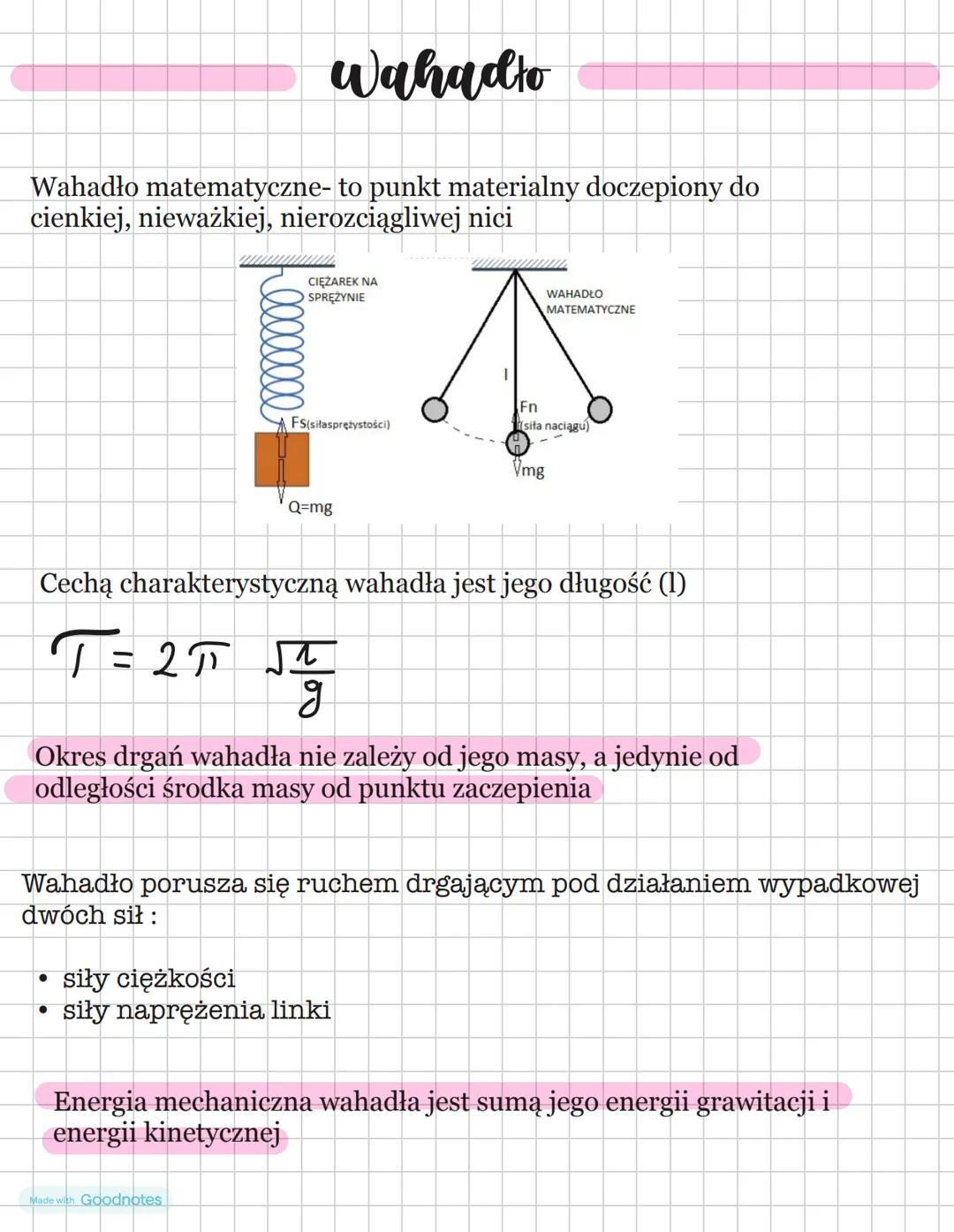 Fizyka - drgania
amplituda - największe wychylenie z położenia równowagi.
Oznaczana jest literą, A i mierzymy ją w metrach
położenie równo