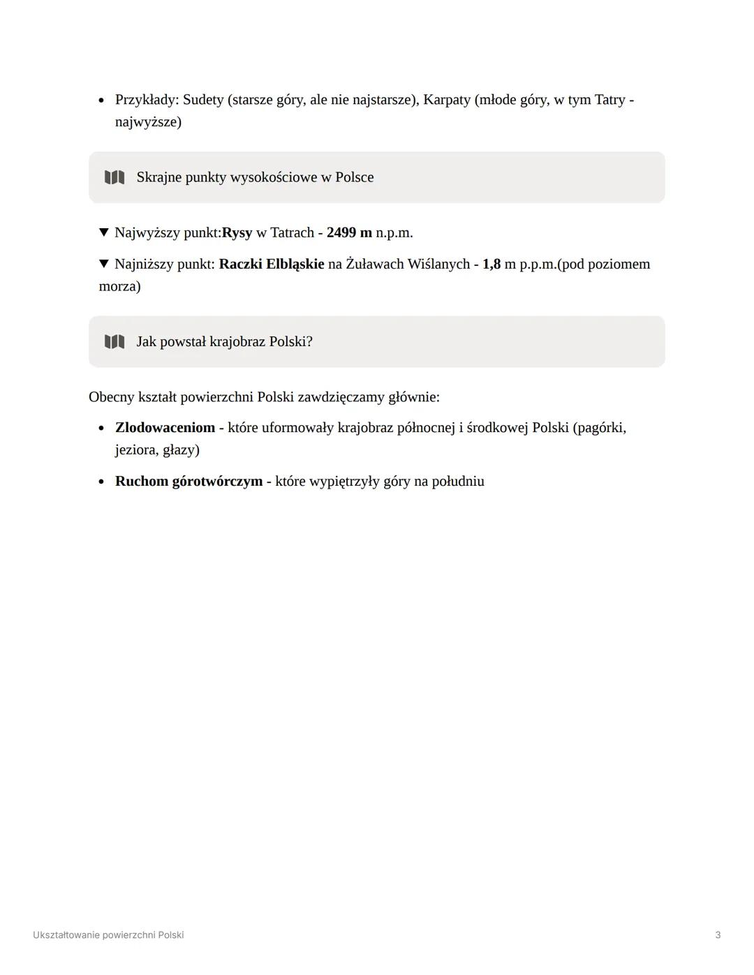 # Ukształtowanie powierzchni Polski
Ogólna charakterystyka
Polska jest krajem w większości nízinnym. Aż 91% naszego terytorium leży poniże