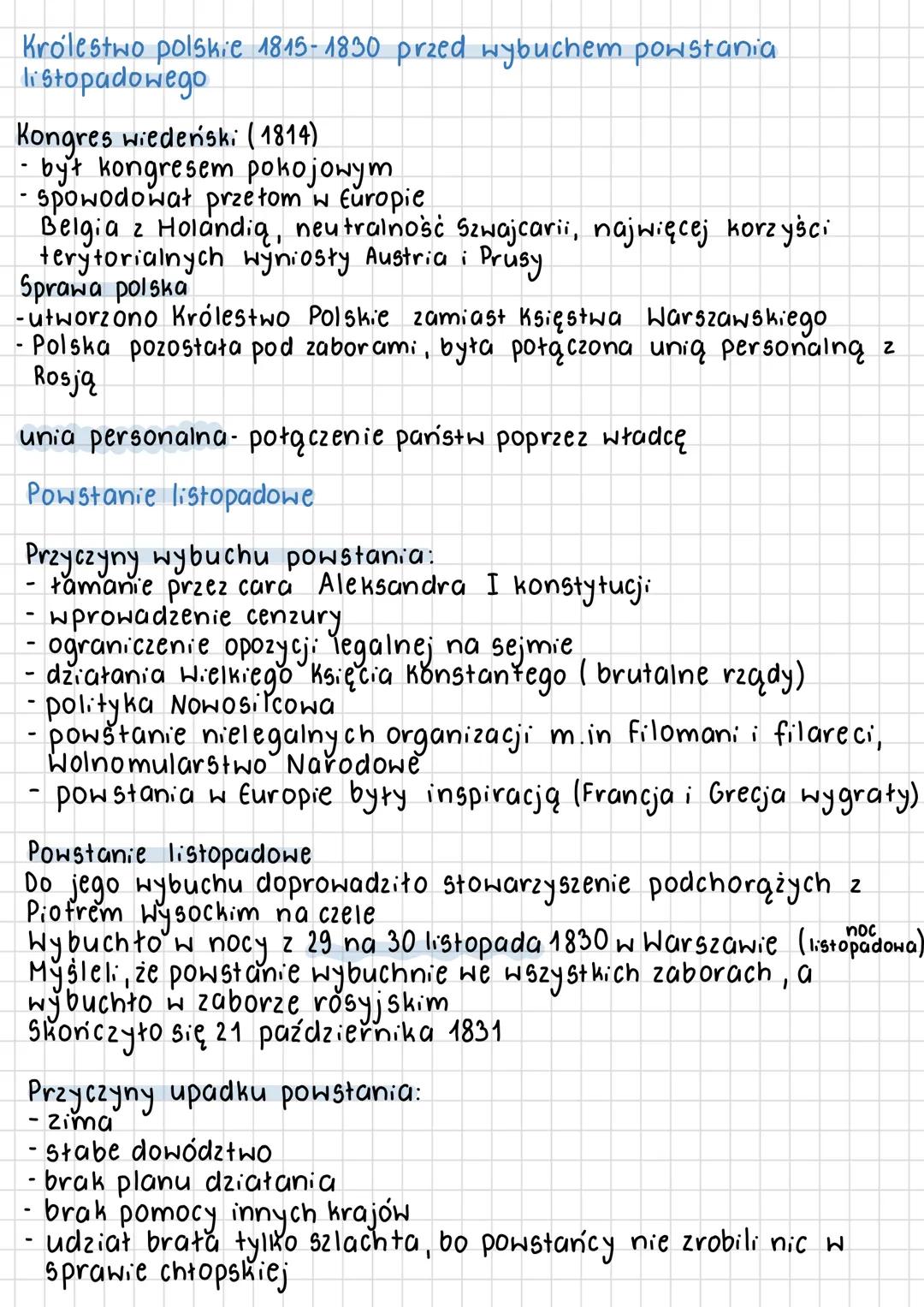 # Królestwo polskie 1815-1830 przed wybuchem powstania
listopadowego
Kongres wiedeński (1814)
- był kongresem pokojowym
- spowodował przeło