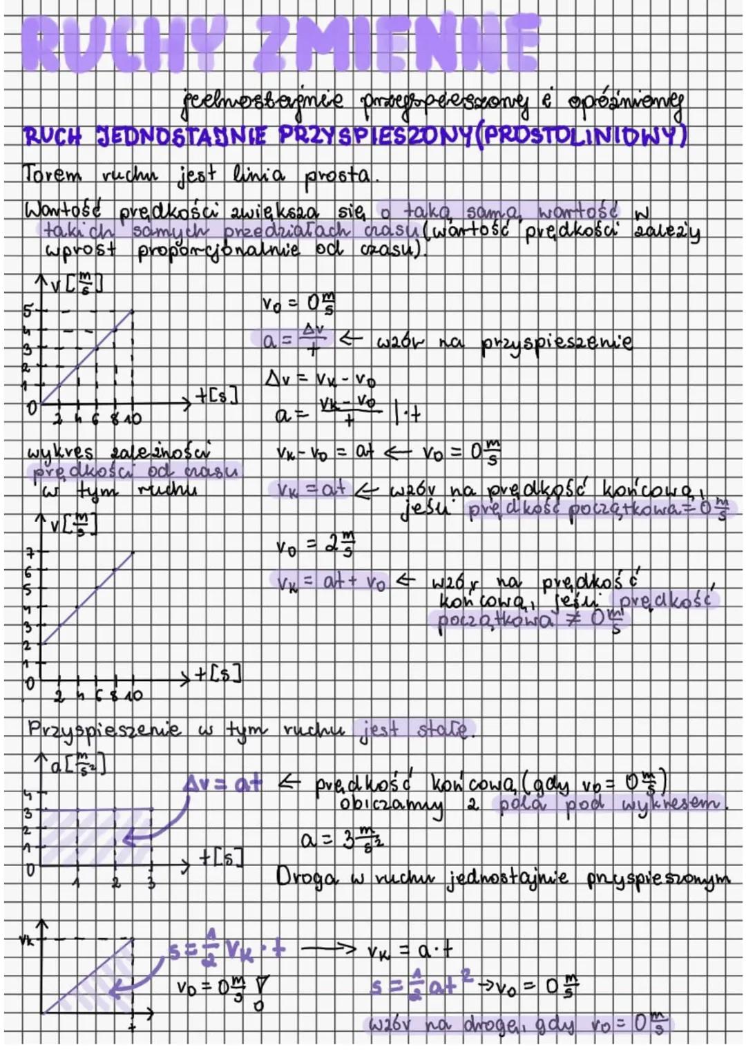 # RUCHY ZMIEN
jeelmossaince proegspeeszony i opróżniemes
# RUCH JEDNOSTASNIE PRZYSPIESZONY(PROSTOLINIONY)
Torem ruchu jest linia prosta.