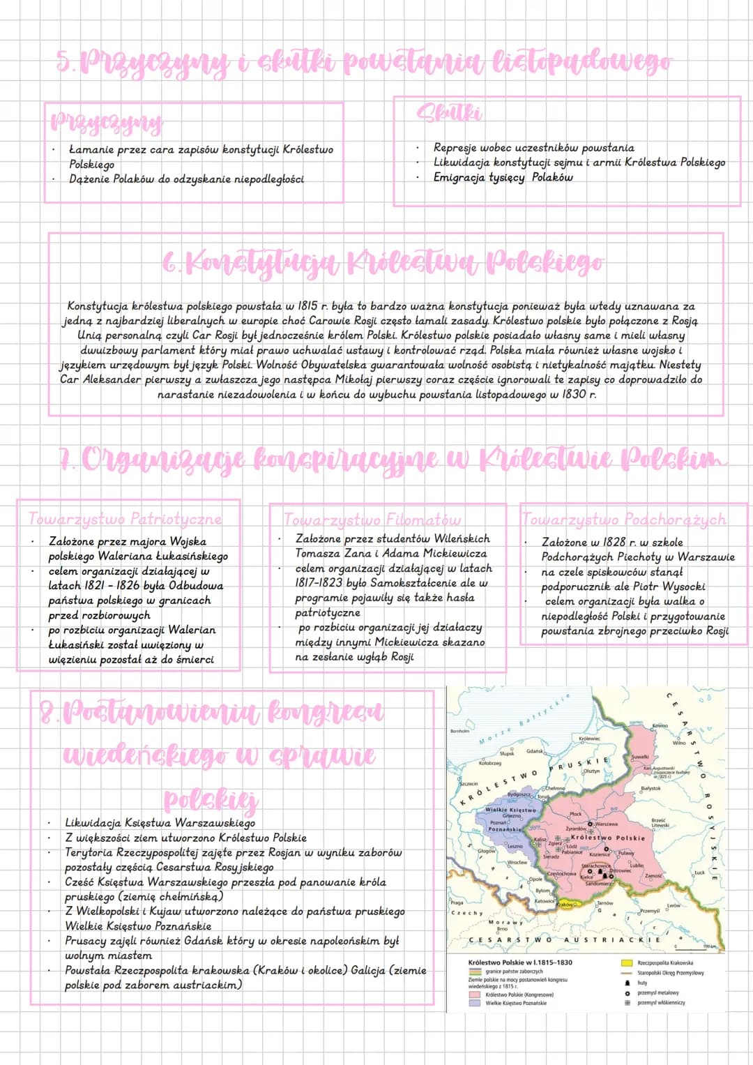 # Ziemie polskie po kongresie wiedenskim
1. Daty
* 1815r. kongres wiedeński, likwidacja
Księstwa Warszawskiego, utworzenie
Król