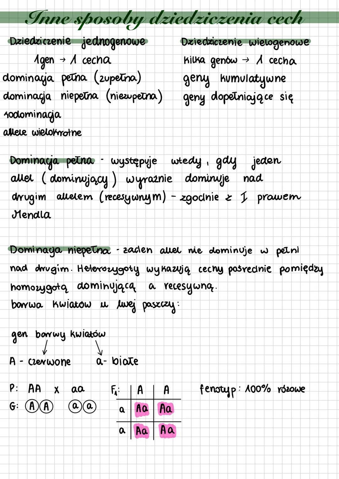 # Pierwsze prawo Mendla
4. Wazne pojęcia stosowane w genetyce klasycznej:
* gen podstawowa jednostka dziedziczenia
* allel - wersja ge