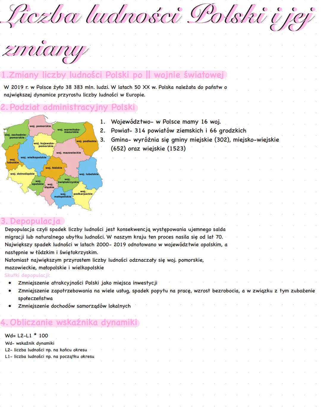 # Liczba ludności Polski i jej
zmiany
1.Zmiany liczby ludności Polski po || wojnie światowej
W 2019 r. w Polsce żyło 38 383 mln. ludzi. W