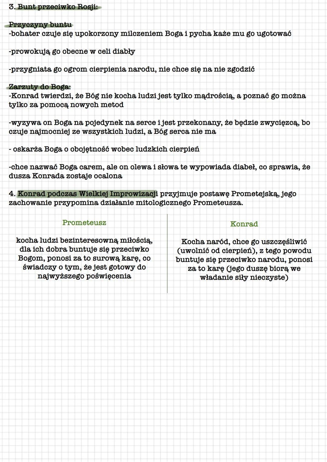 # Wielka improwizacja
1. Improwizacja-> wygłaszanie tekstu bez przygotowania/spontanicznie.
Przed wielką, improwiazacją Konrad wygłasza ma