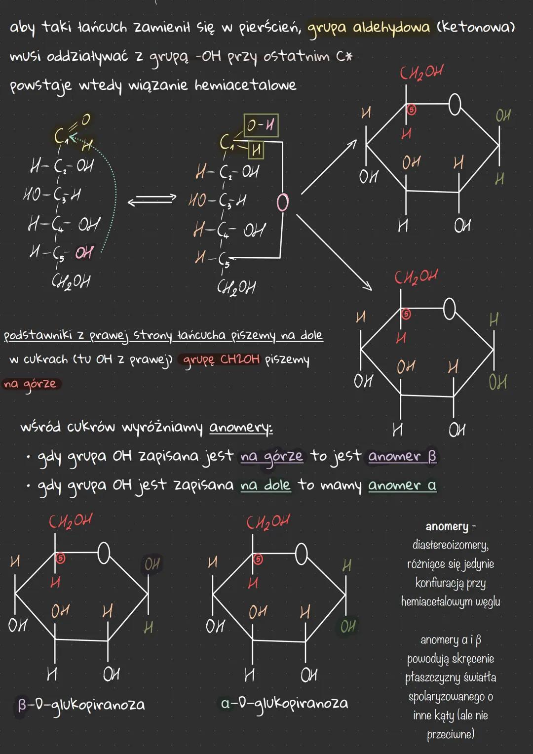 # CUKRY
1) dokonuje podziału cukrów na proste i złożone, klasyfikuje cukry proste ze
względu na grupę funkcyjną i liczbę atomów węgla w czą
