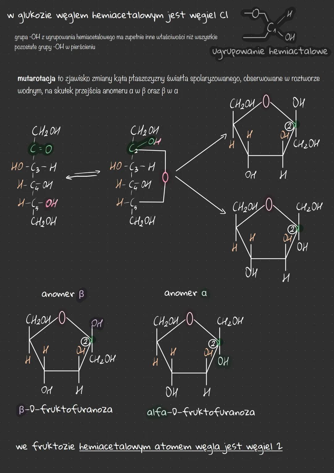 # CUKRY
1) dokonuje podziału cukrów na proste i złożone, klasyfikuje cukry proste ze
względu na grupę funkcyjną i liczbę atomów węgla w czą