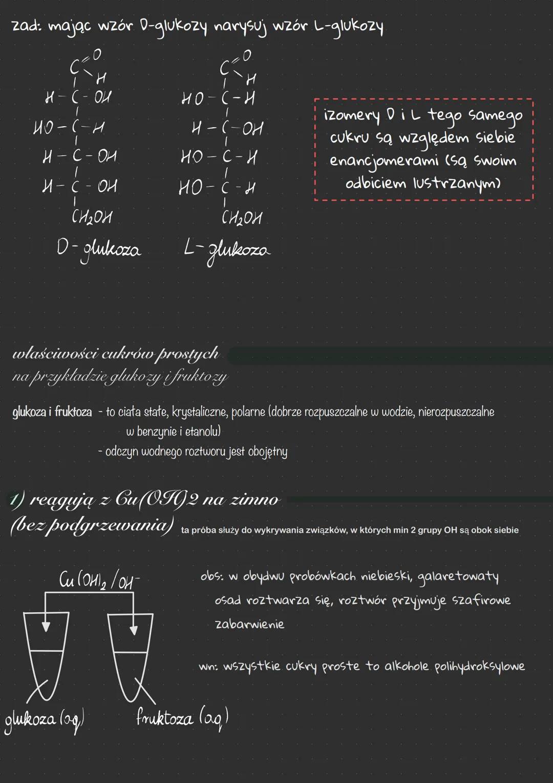 # CUKRY
1) dokonuje podziału cukrów na proste i złożone, klasyfikuje cukry proste ze
względu na grupę funkcyjną i liczbę atomów węgla w czą