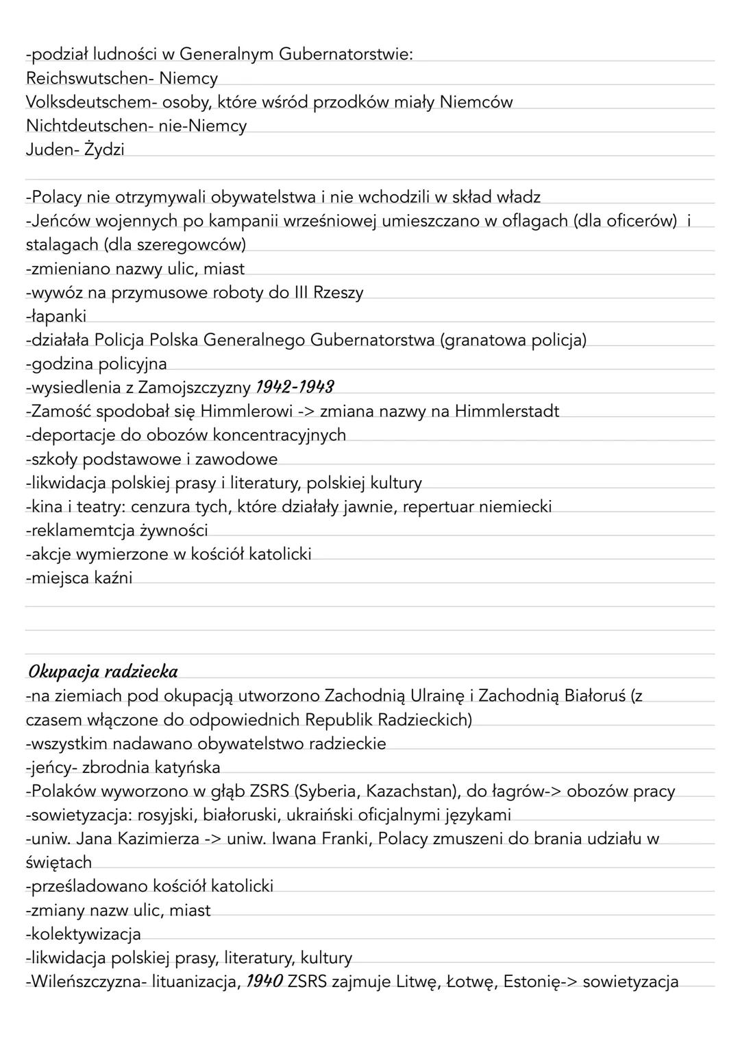 Temat: Polska pod okupacją niemiecką i sowiecką
Pakt Ribbentrop-Molotow
-linia podziału wzdłuż Narew-Wisła-San
-23.08.1939.
Traktat o gran