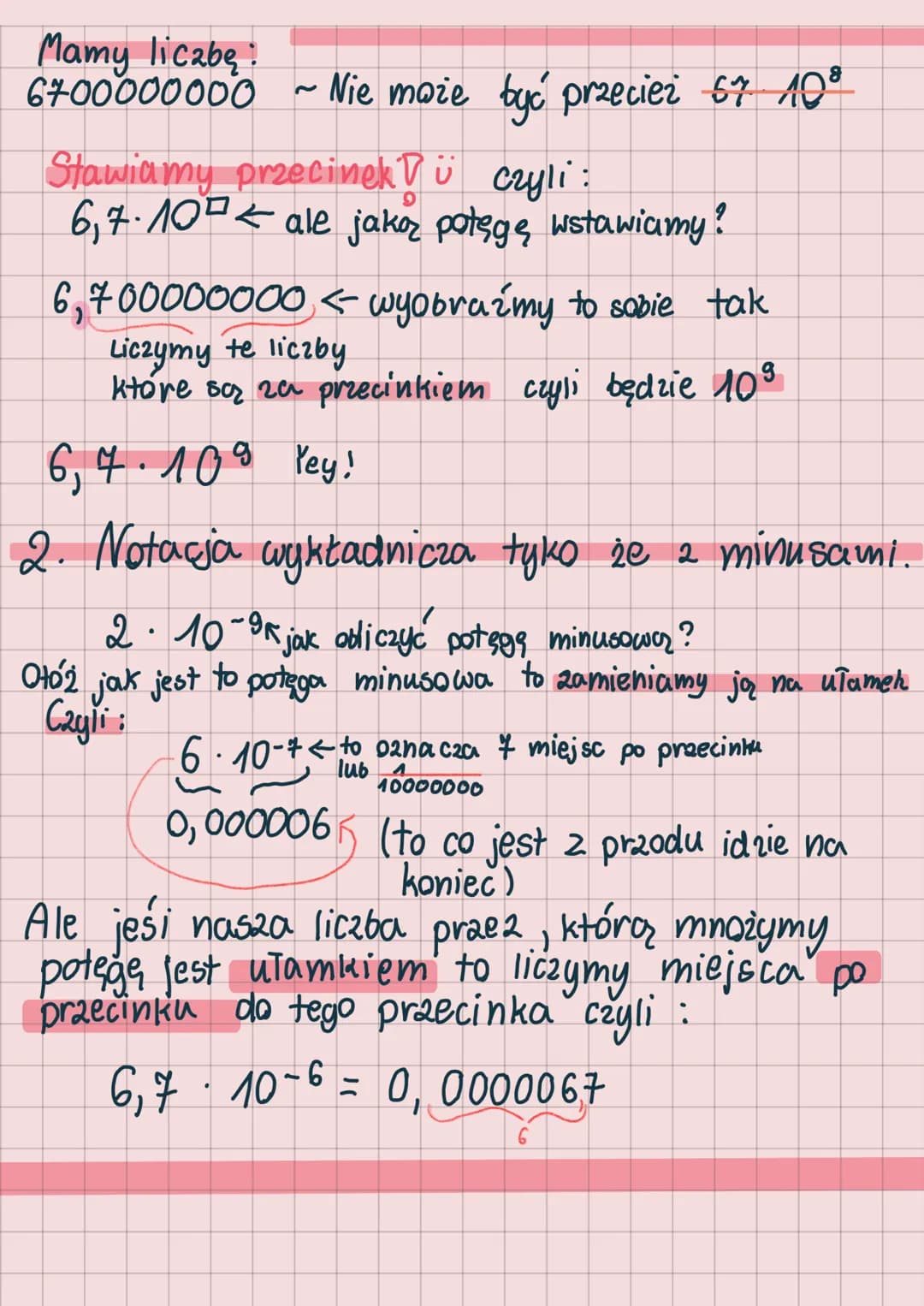 Jootegi
1. Notacja wykładnicza
• Liczba praez, którar mnożymy potęgę
musi być pomiędzy 1-10 czyli np.
$2 \cdot 10^5 = 2 \cdot 100000= 2000
