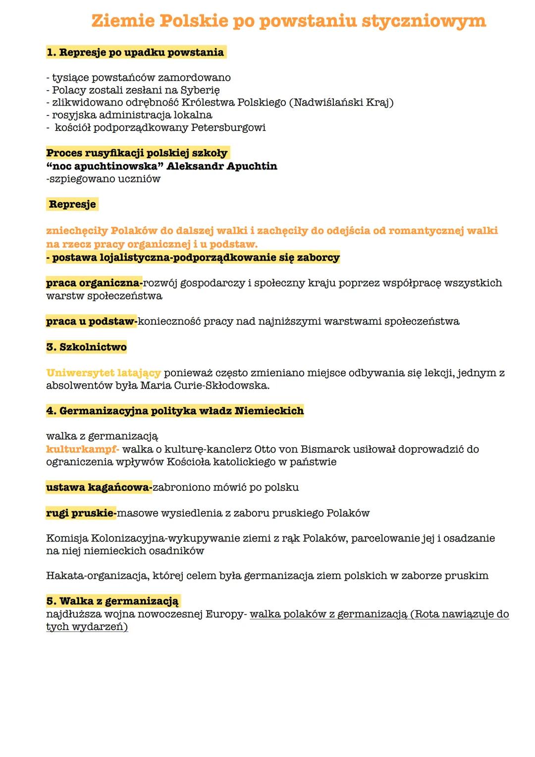 # Ziemie Polskie po powstaniu styczniowym
1. Represje po upadku powstania
- tysiące powstańców zamordowano
- Polacy zostali zesłani na Syb