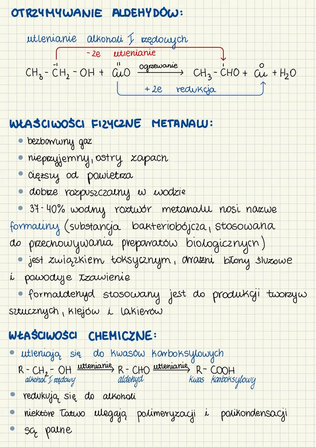 # Aldehydy i ketony
ALDEHYDY pochodne węglowodorów, których cząsteczki
zawierają grupę funkcyjną - CHO
grupa aldehydowa - $C=O$
wzór ogol