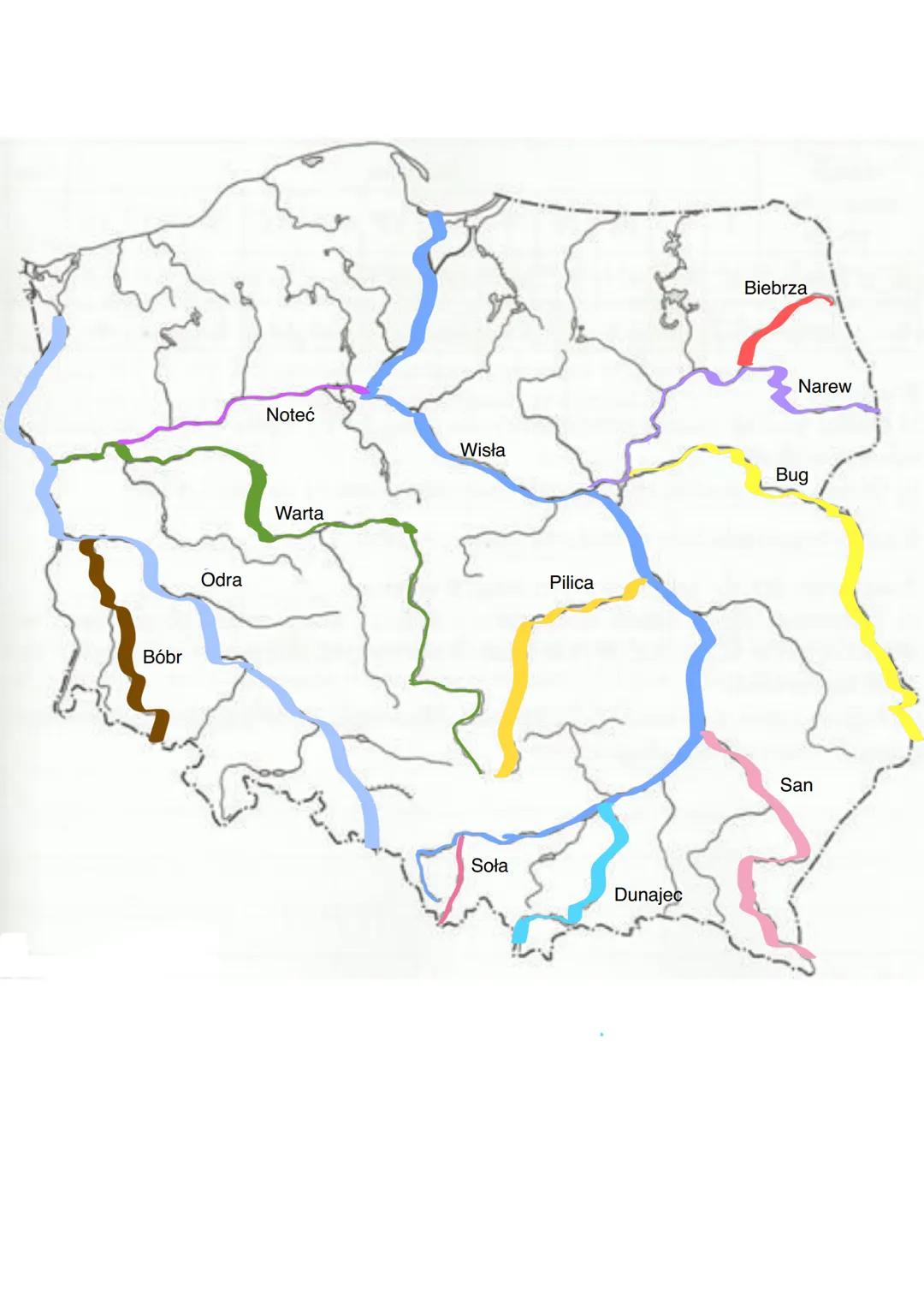 Noteć
Wisła
Warta
Pilica
Odra
Bóbr
Soła
Dunajec
San
Bug
Narew
Biebrza