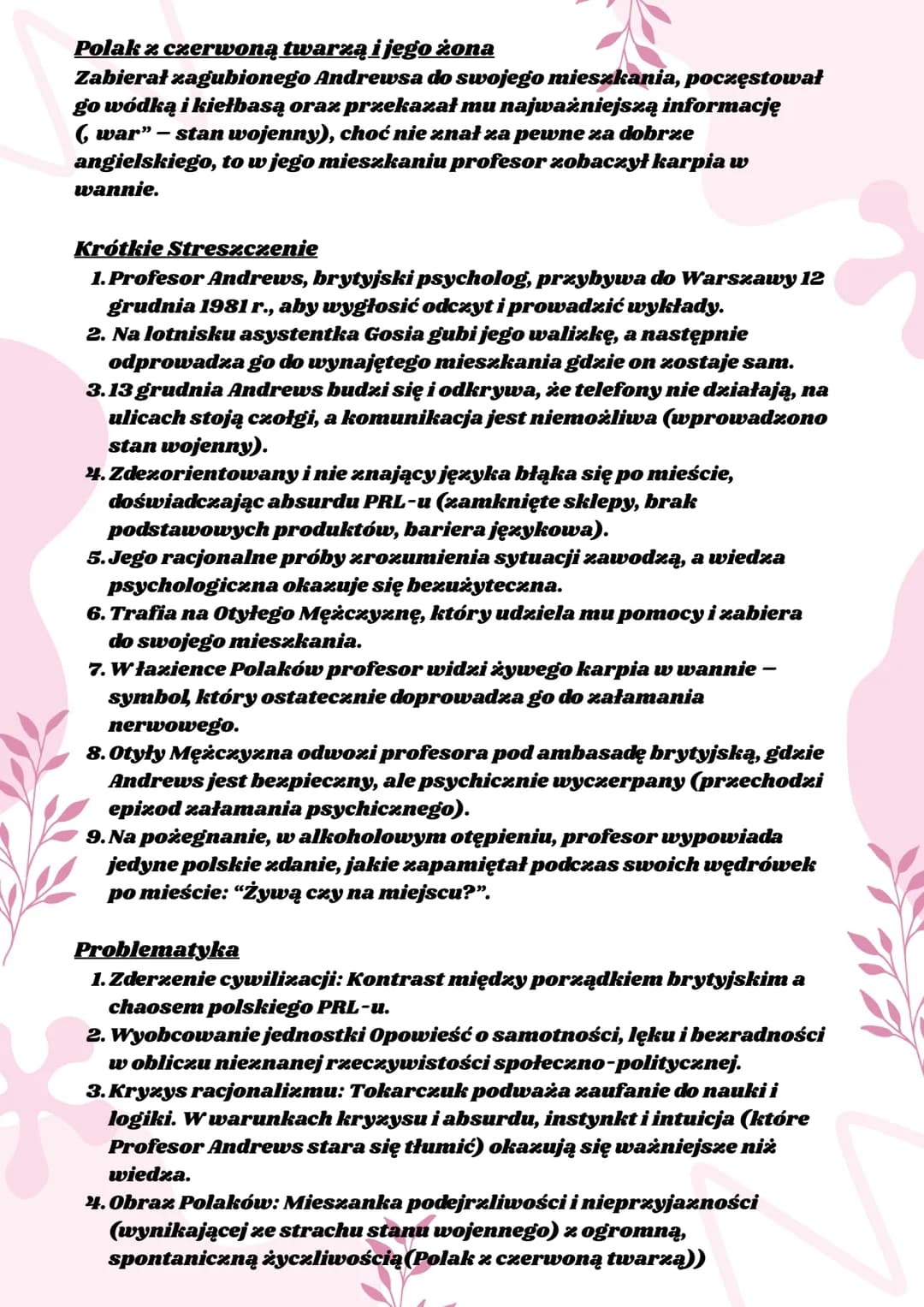 # Profesor Andrews w Warszawie
Autor: Olga Tokarczuk
Podstawowe Informacje
* Rodzaj literacki: Epika
* Gatunek: Opowiadanie
* Utwór p