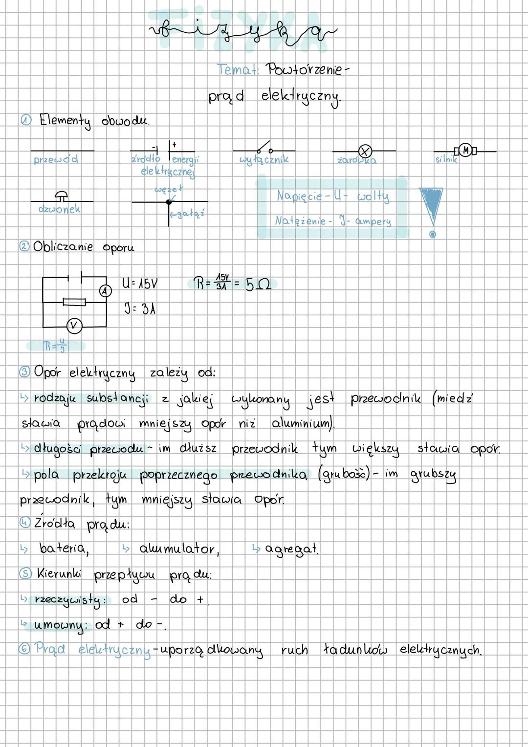 vf
Temat: Powtórzenie-
prąd elektryczny.
@Elementy obwodu.
przewod
dzwonek
Obliczanie oporu
+
áródło energii
elektrycznej
węzet
wyłąc