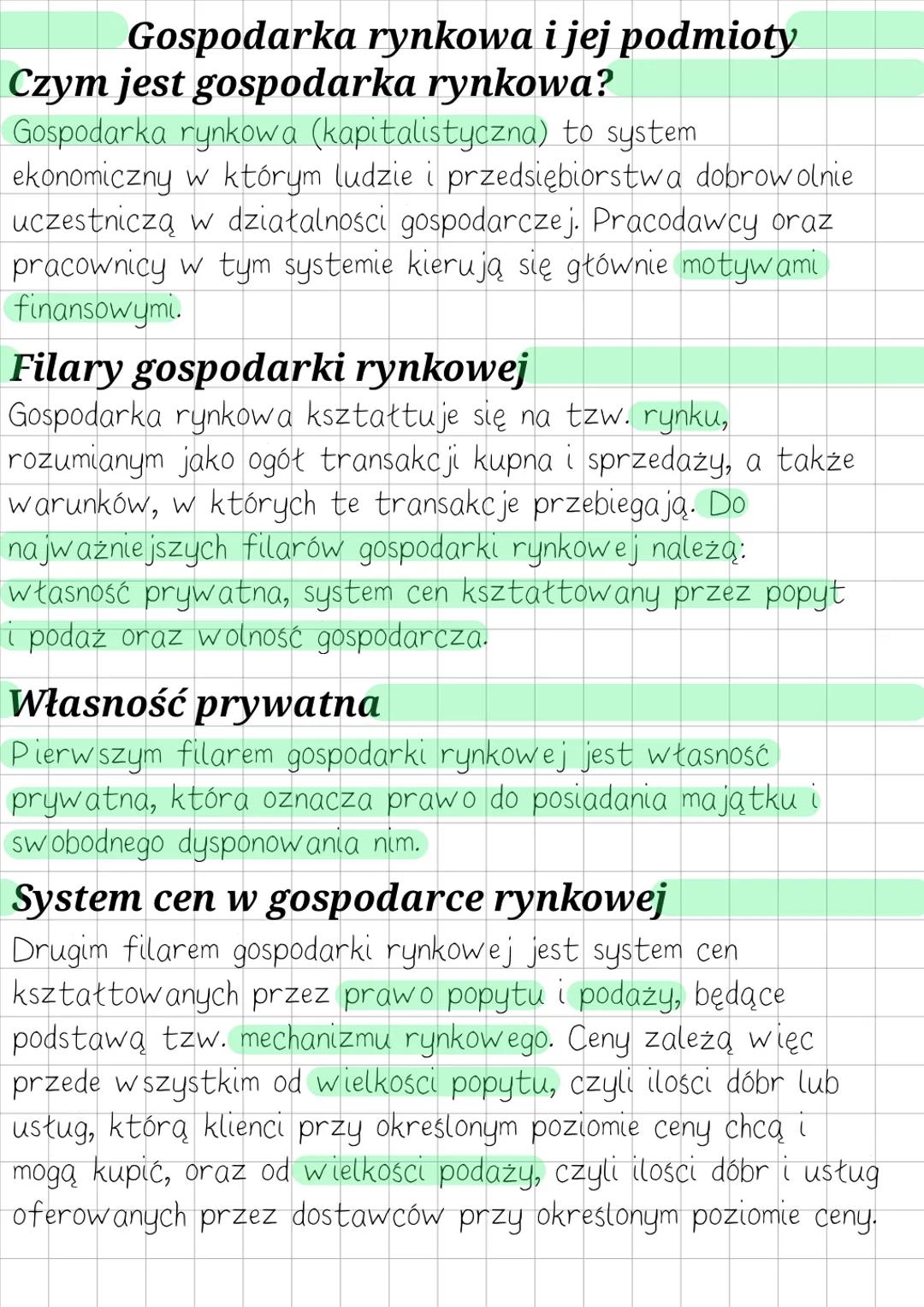 # Gospodarka rynkowa i jej podmioty
Czym jest gospodarka rynkowa?
Gospodarka rynkowa (kapitalistyczna) to system
ekonomiczny w którym ludzi