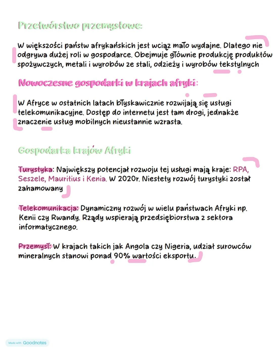 # Przemysł i uslugi w Afryce
Poziom rozwoju gospodarczego w Afryce
Pod względem rozwoju gospodarczego Afryki państwa są bardzo
zróżnicowan