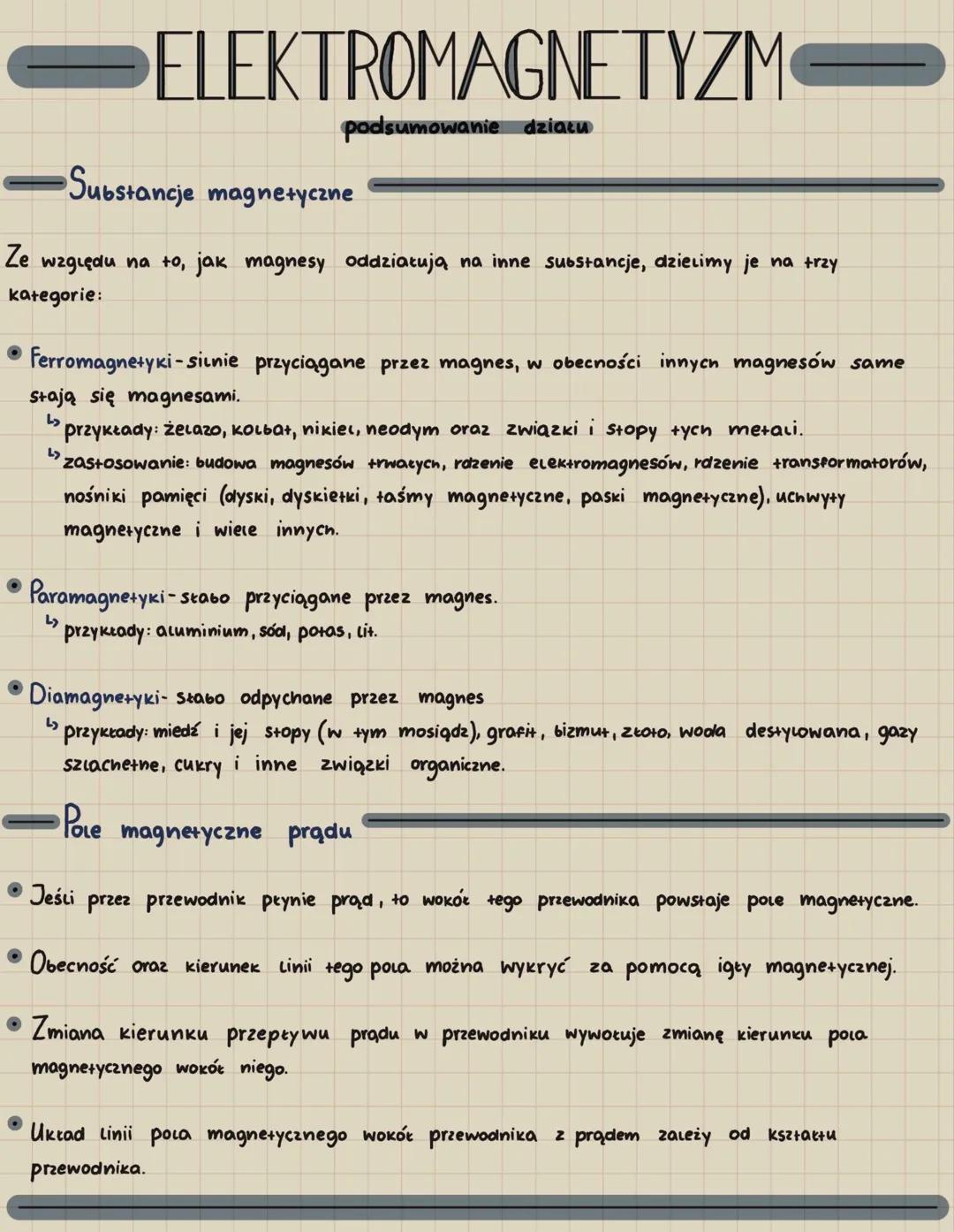 # ELEKTROMAGNETYZM
podsumowanie działu
# Magnes trwały
magnes- ciało, które przyciąga ferromagnetyki albo przyciąga lub odpycha inne magn