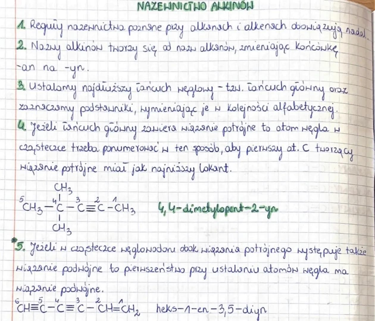 | NAZWA | WZÓR SUMARYCZNY |
|---|---|
| etyn | $C_2H_2$ |
| propyn | $C_3H_4$ |
| but-1-yn | $C_4H_6$ |
| pent-1-yn | $C_5H_8$ |
| heks-1-yn