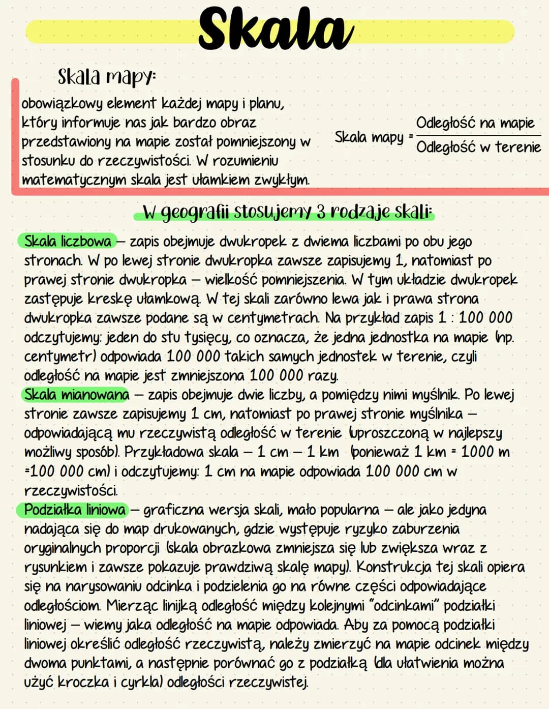 # Skala
## Skala mapy:
obowiązkowy element każdej mapy i planu,
który informuje nas jak bardzo obraz
przedstawiony na mapie został pomniejs