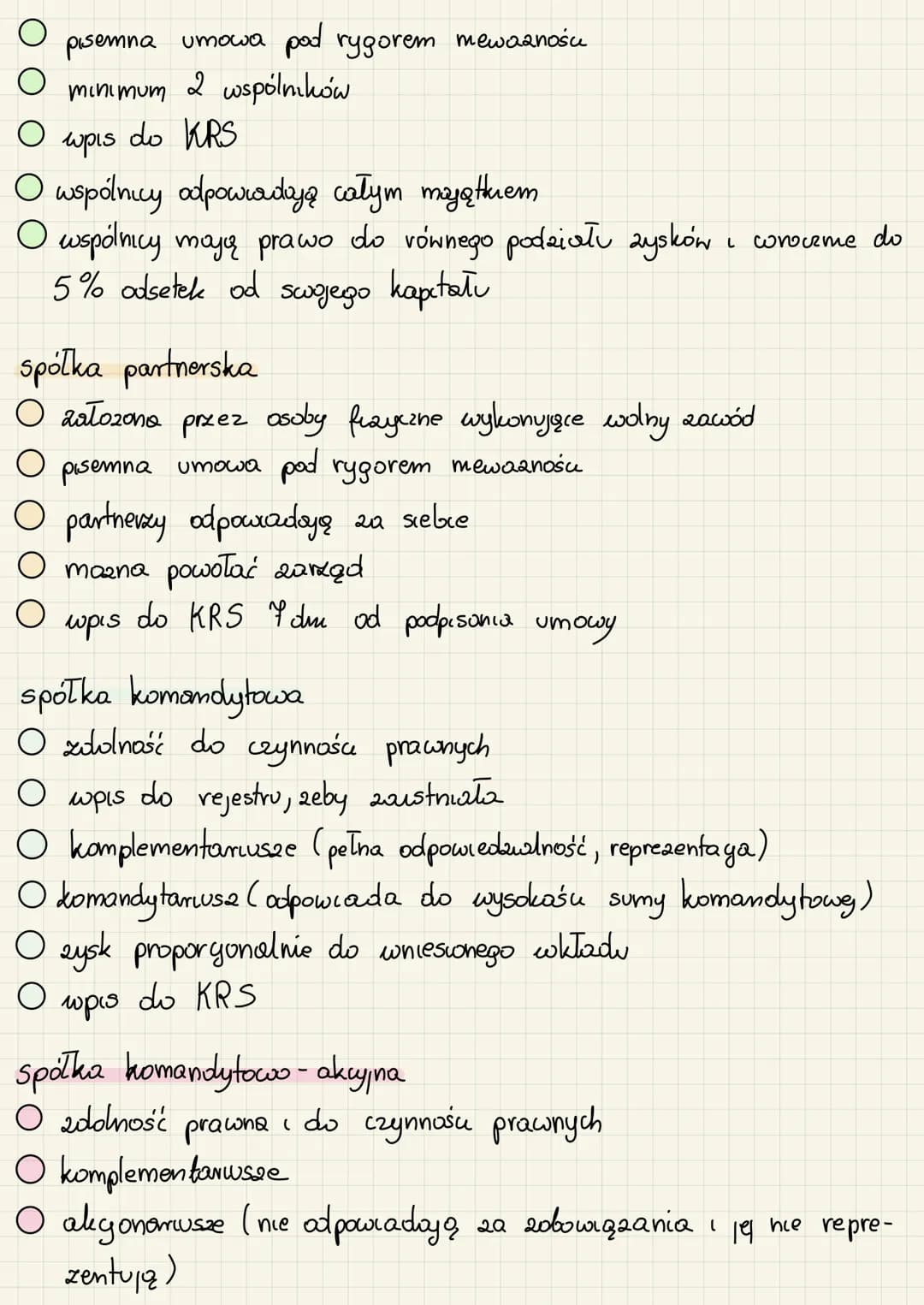 # SPÓŁKI
cywilne
(prawo cywilne)
handlowe
(prawo handlowe)
## osobowe
* jawne
* partnerskie
* komandytowo - akcyjne
* komandytowe
## ka