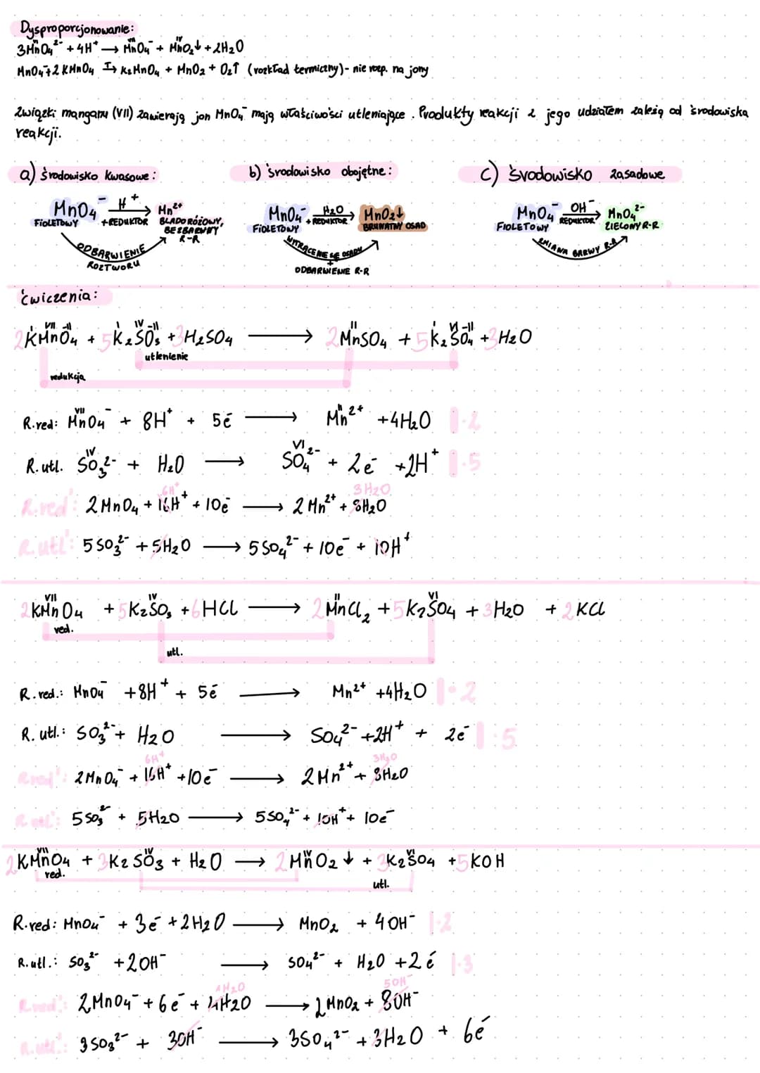 <h2>Manganese and its Oxidation States</h2>
<p>Manganese is a metallic element found above hydrogen, with typical properties for metals. It