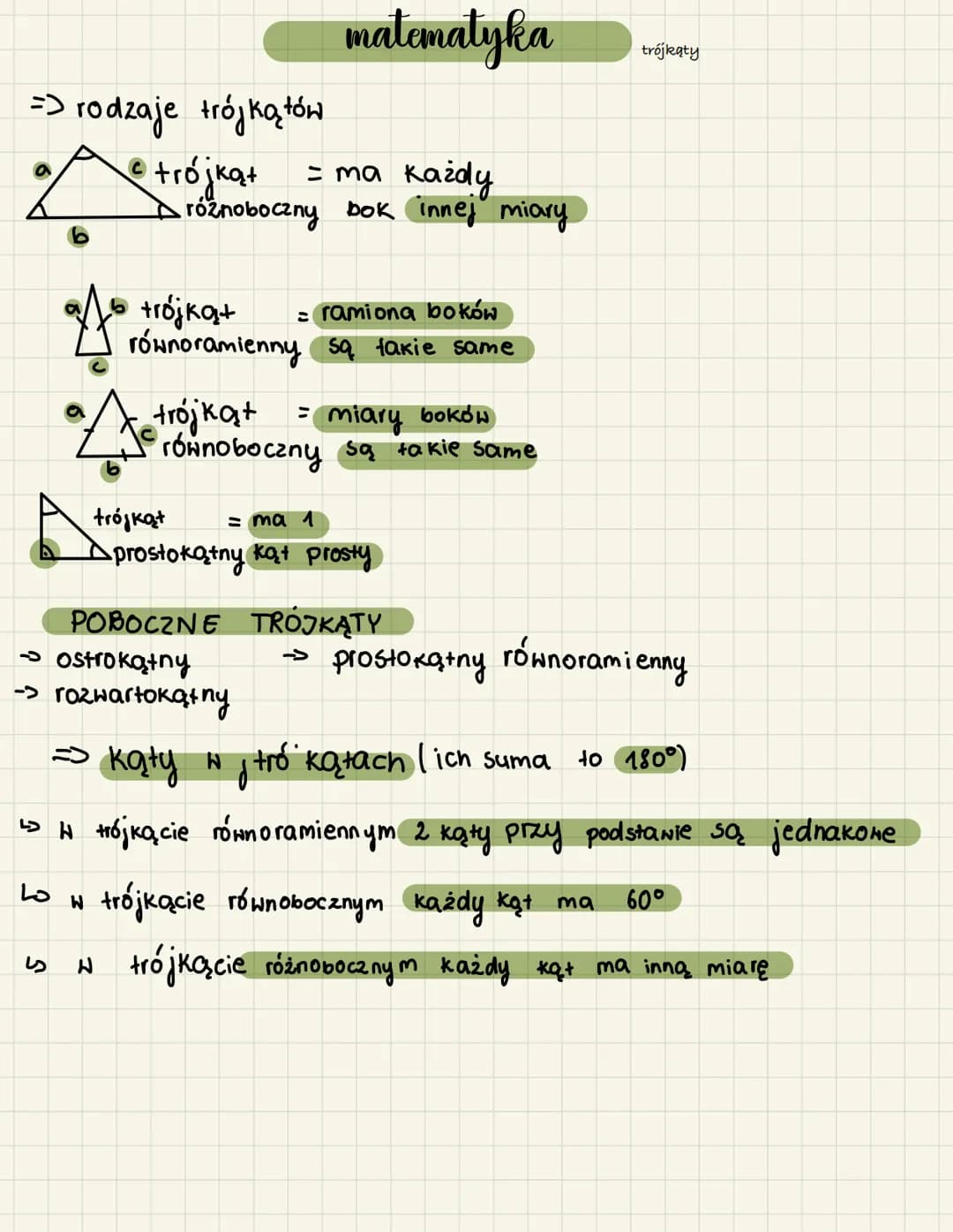 # matematyka
=> pola wielokątów
- trójkąt
$P = \frac{a \cdot h}{2}$
- równoległobok
$P = a \cdot h$
- romb
$P = \frac{e \cdot f}{2