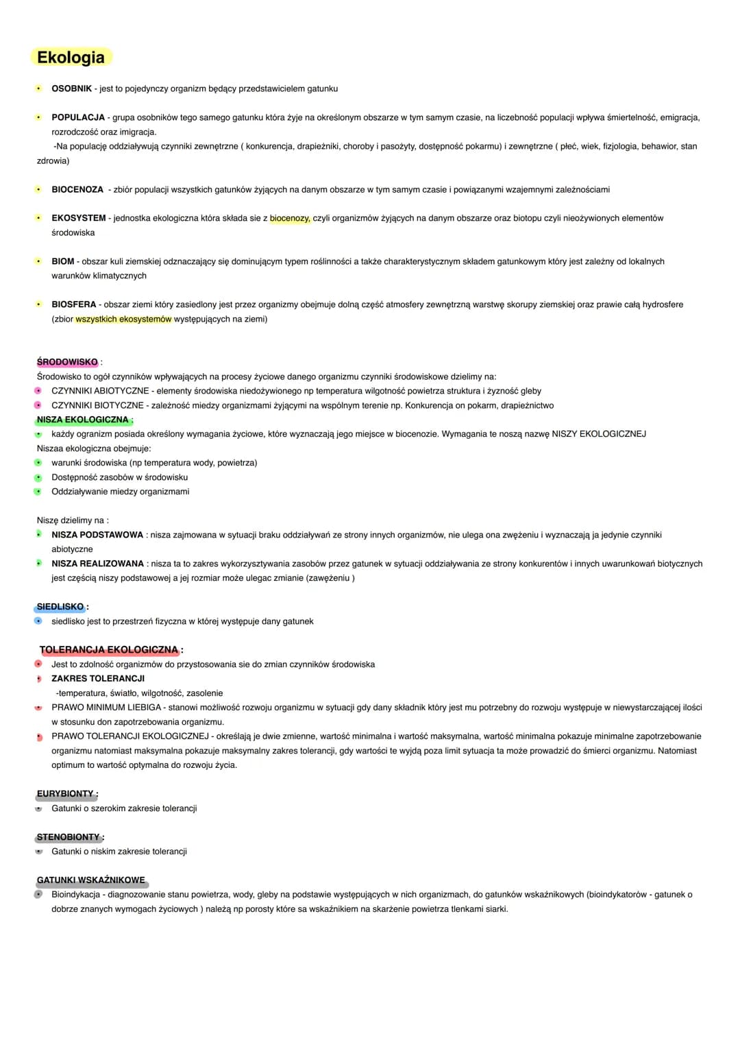 # Ekologia
* OSOBNIK - jest to pojedynczy organizm będący przedstawicielem gatunku
* POPULACJA - grupa osobników tego samego gatunku która ż