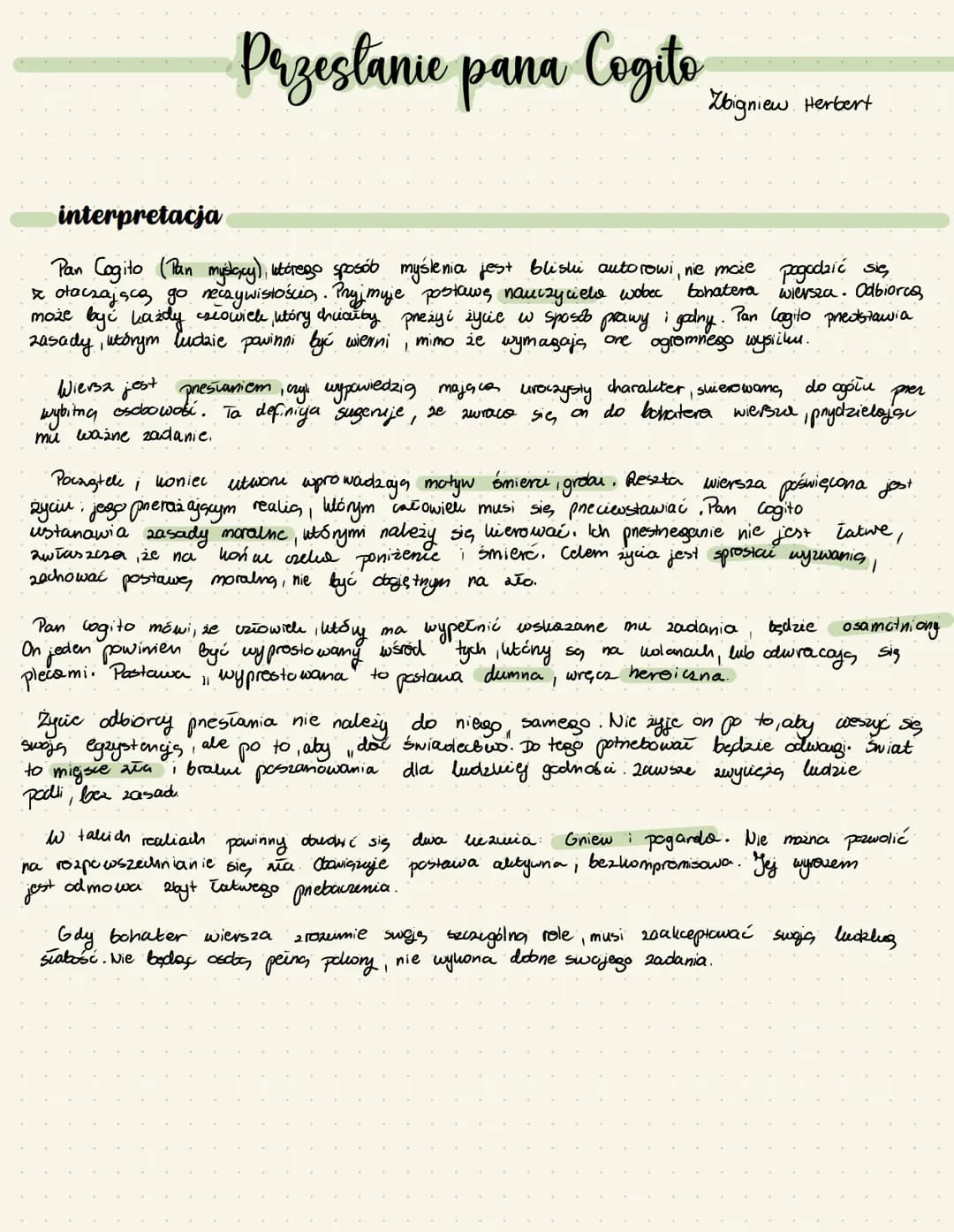 ,,Przesłanie pana Cogito” Zbigniew Herbert – strona 2