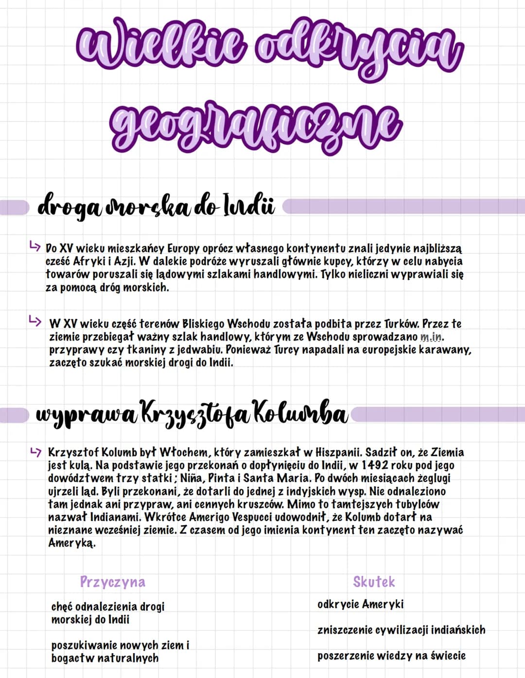 # Wielkie odkrycia geograficzne
## droga morska do Indii
- Do XV wieku mieszkańcy Europy oprócz własnego kontynentu znali jedynie najbliżs