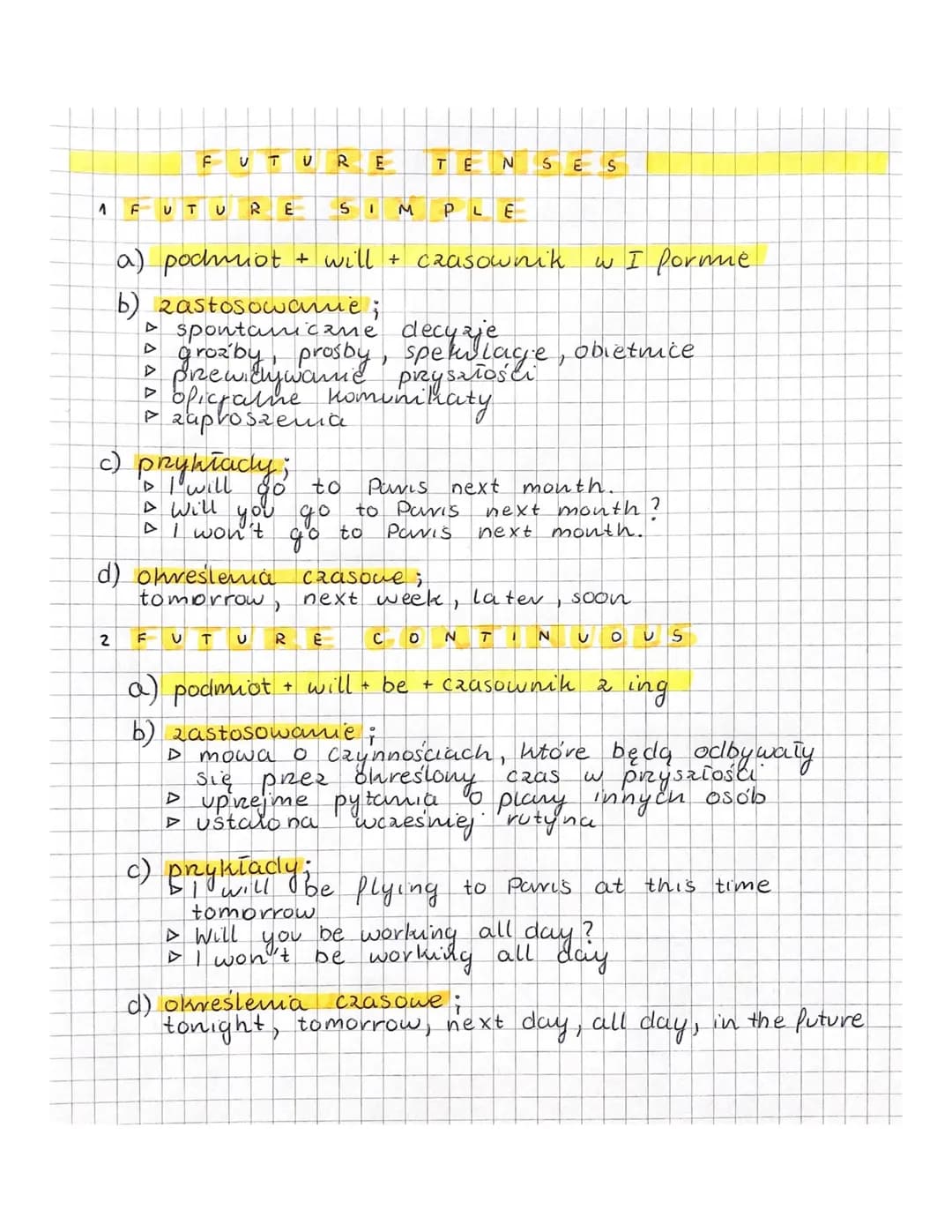# 3 FUTURE PERFECT
a) Podmiot + will + howe + Ⅲ porma czasownika/-ed
b) zastosowanie;
- opisywanie czynności, które zostaną zakończone.